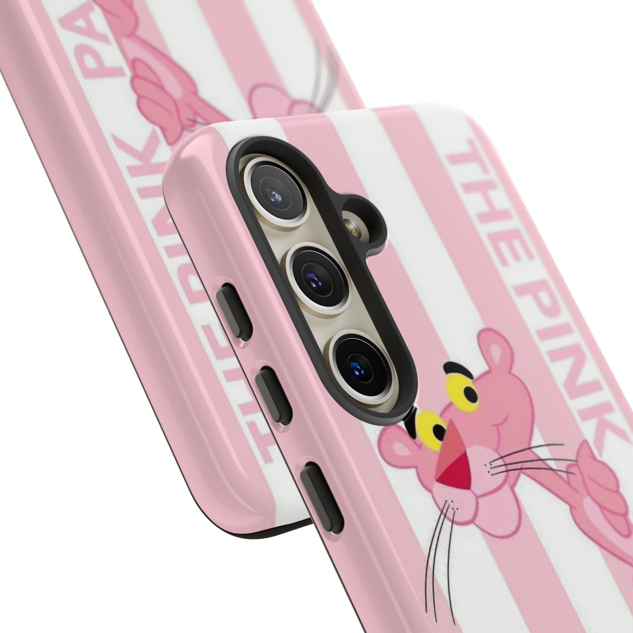 Pink Panther Tough Case Retro Striped Phone Case with "The Pink Panther" Design