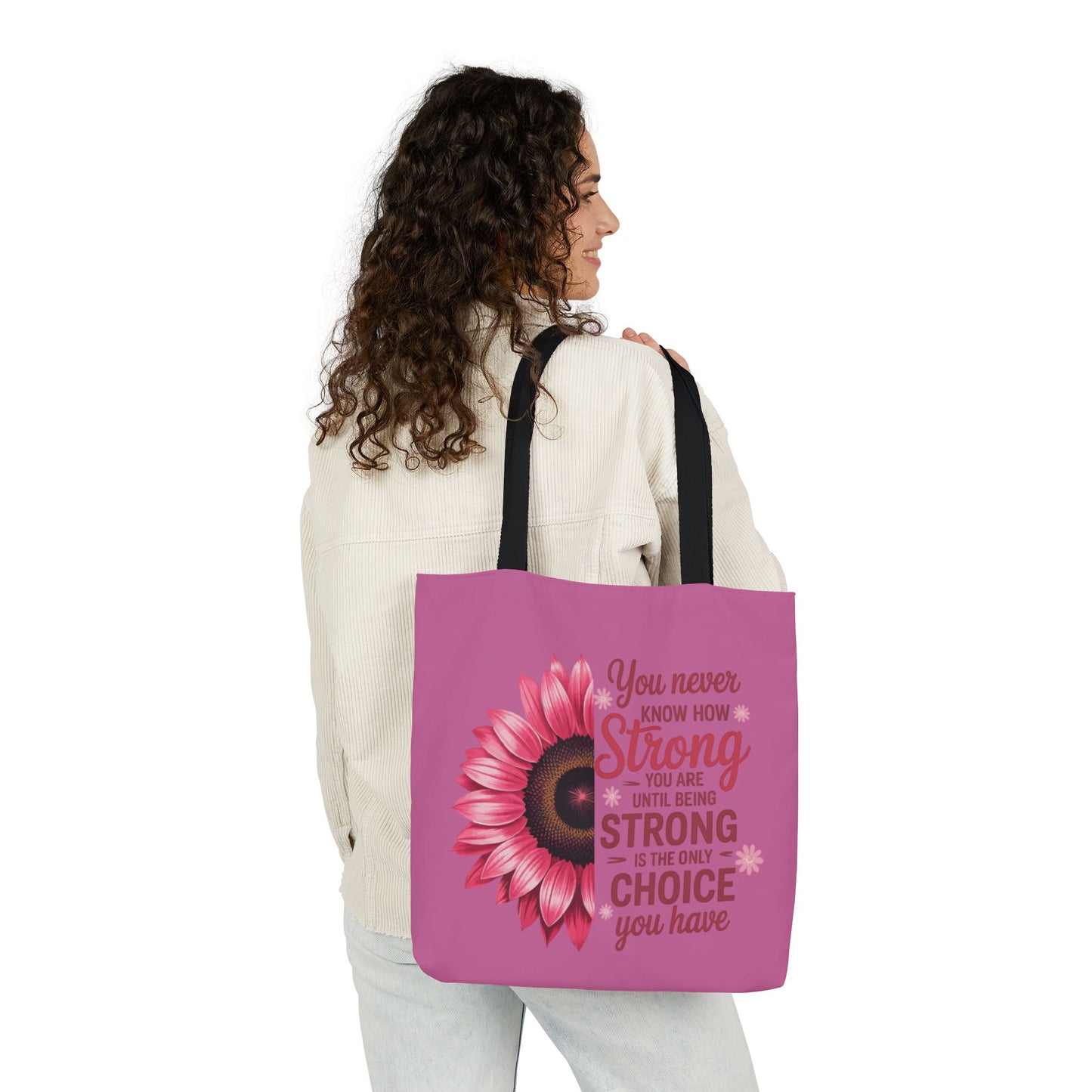 Cancer Survivor Hope Collection Inspirational Canvas Tote Bag with Floral Design