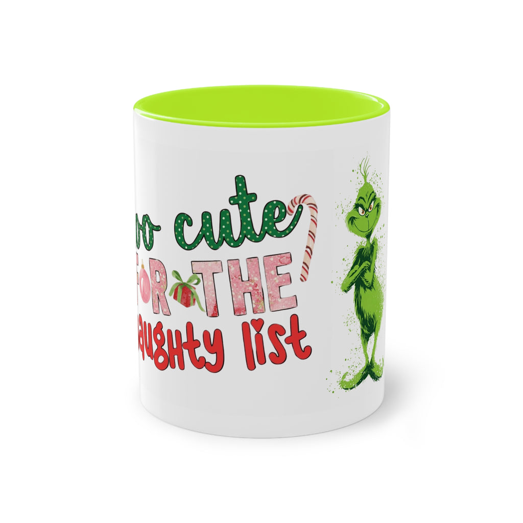 Cute Grinch Two-Tone Coffee Mug - Perfect for Holiday Cheer! Christmas Mugs Collection