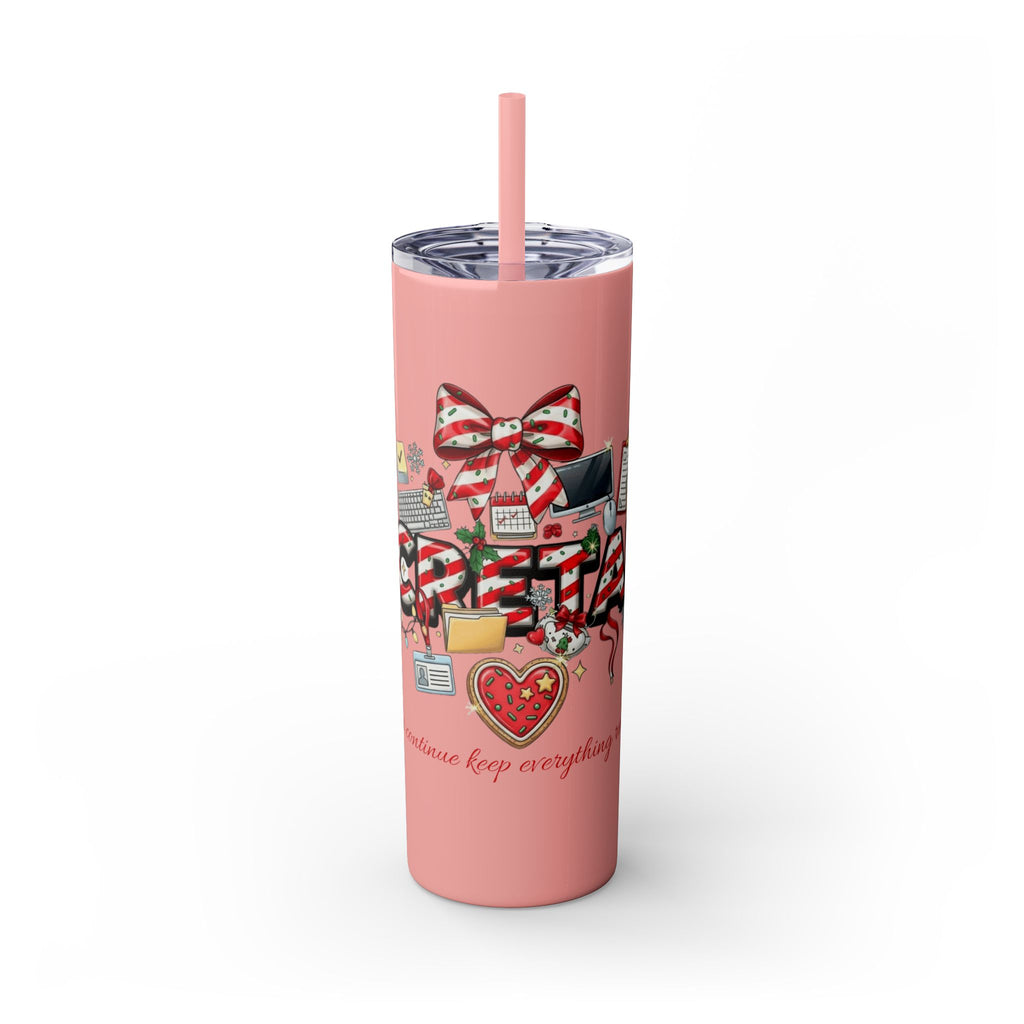 Christmas mug for the office team who keeps everything running smoothly. Candy Cane Christmas Office Secret Santa Design, 20oz with Straw
