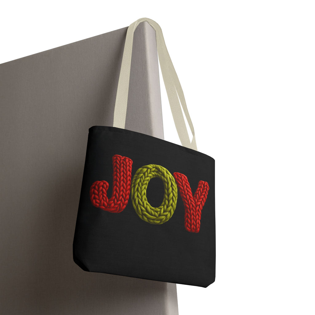Christmas Tote Bag  Festive Holiday DesigJoy Knit Tote Bag  Colorful 'JOY' Yarn Design, Cozy Holiday Gift Tote