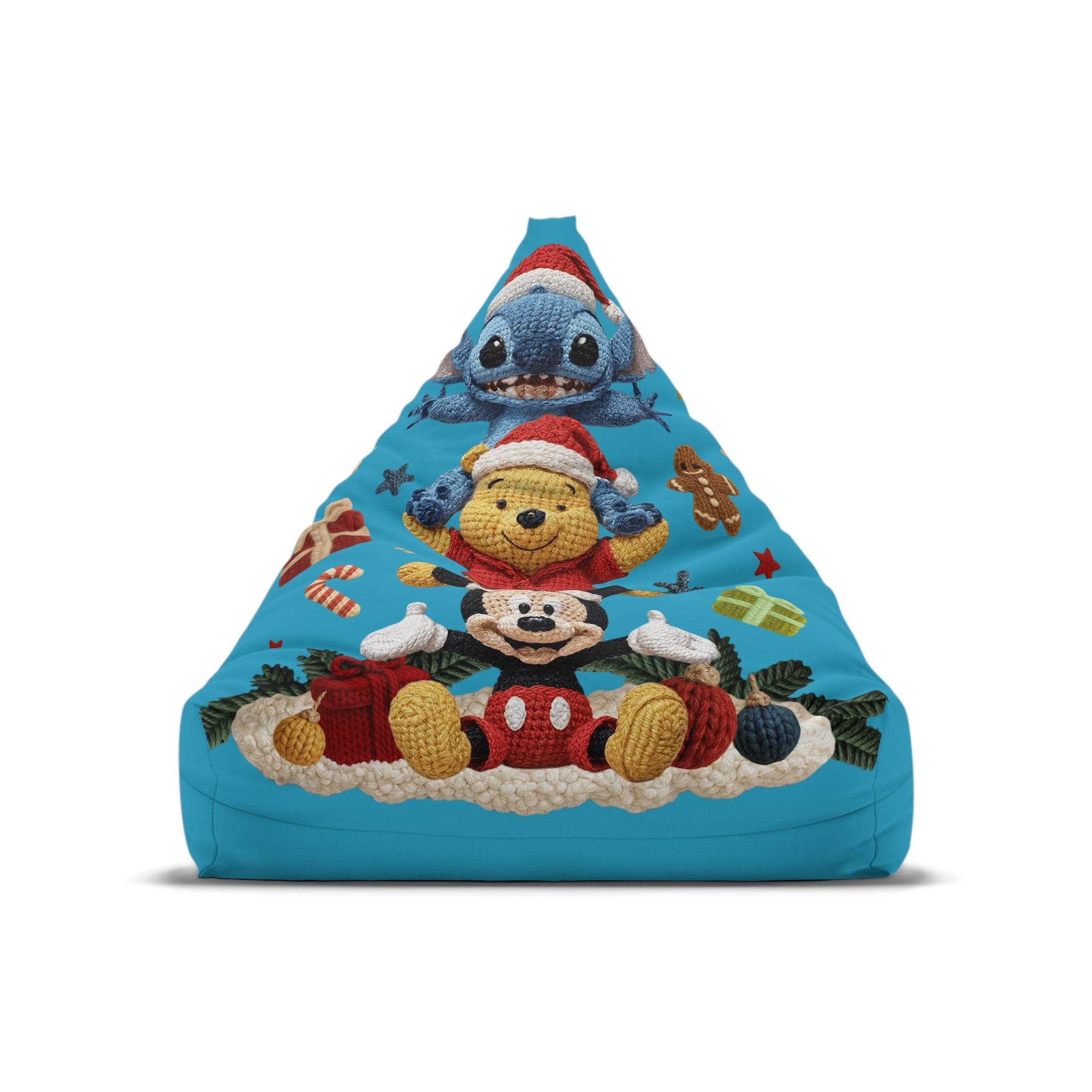 Bean Bag Cover — Festive Disney Holiday Stitch & Winnie the Pooh Design