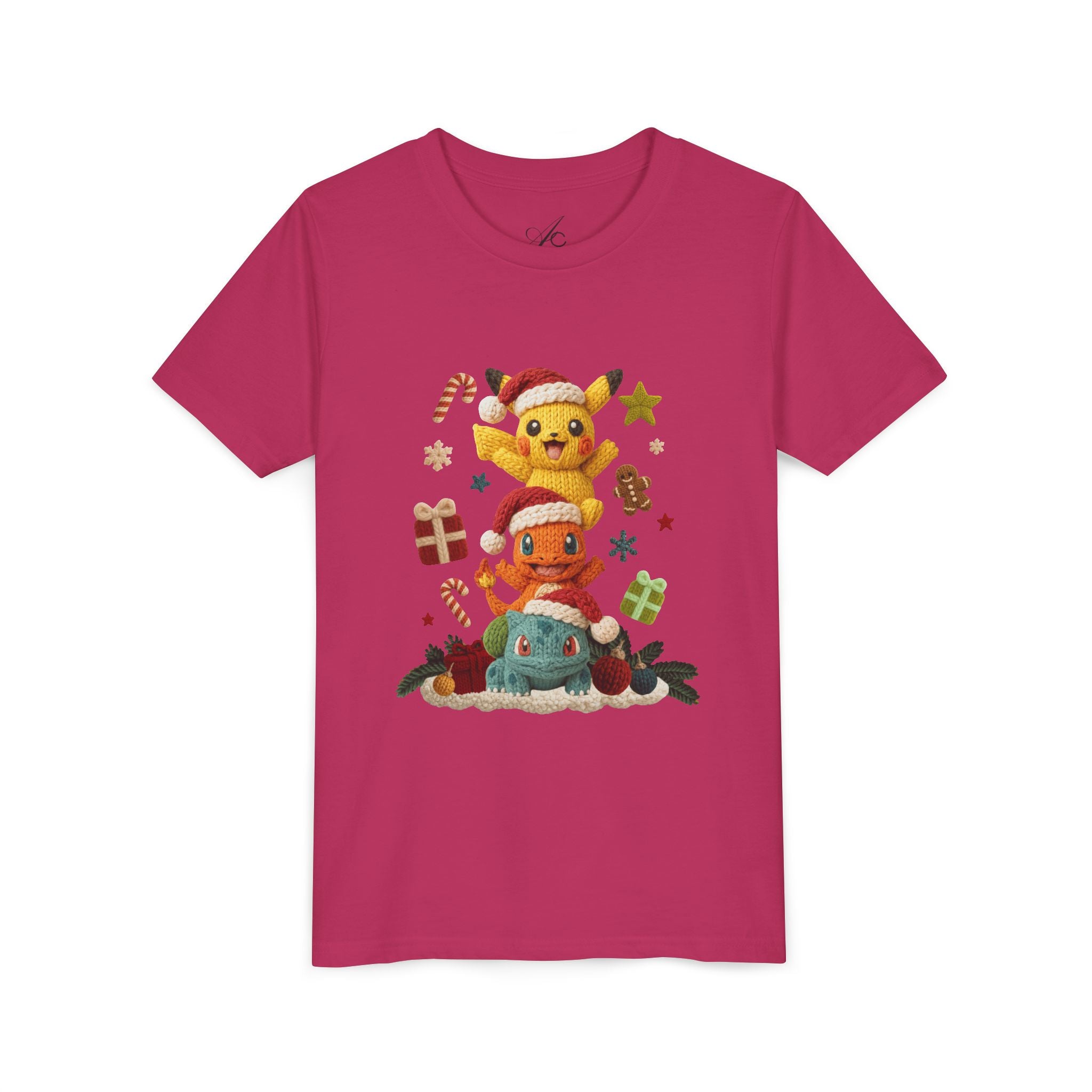 Kids Holiday Tee  Cute Stacked cartoon Characters Christmas Design