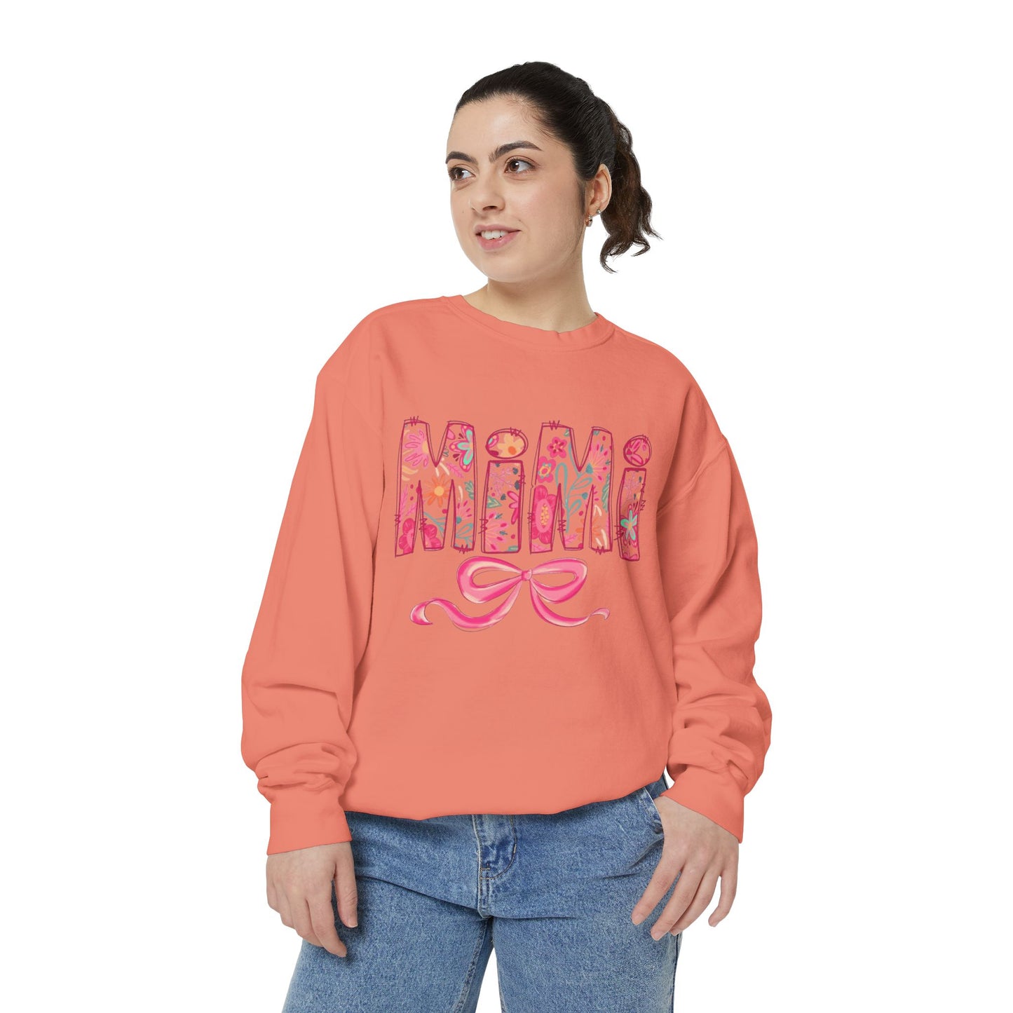 Mama Floral Sweatshirt  Pink Floral 'MAMA' Design with Bow