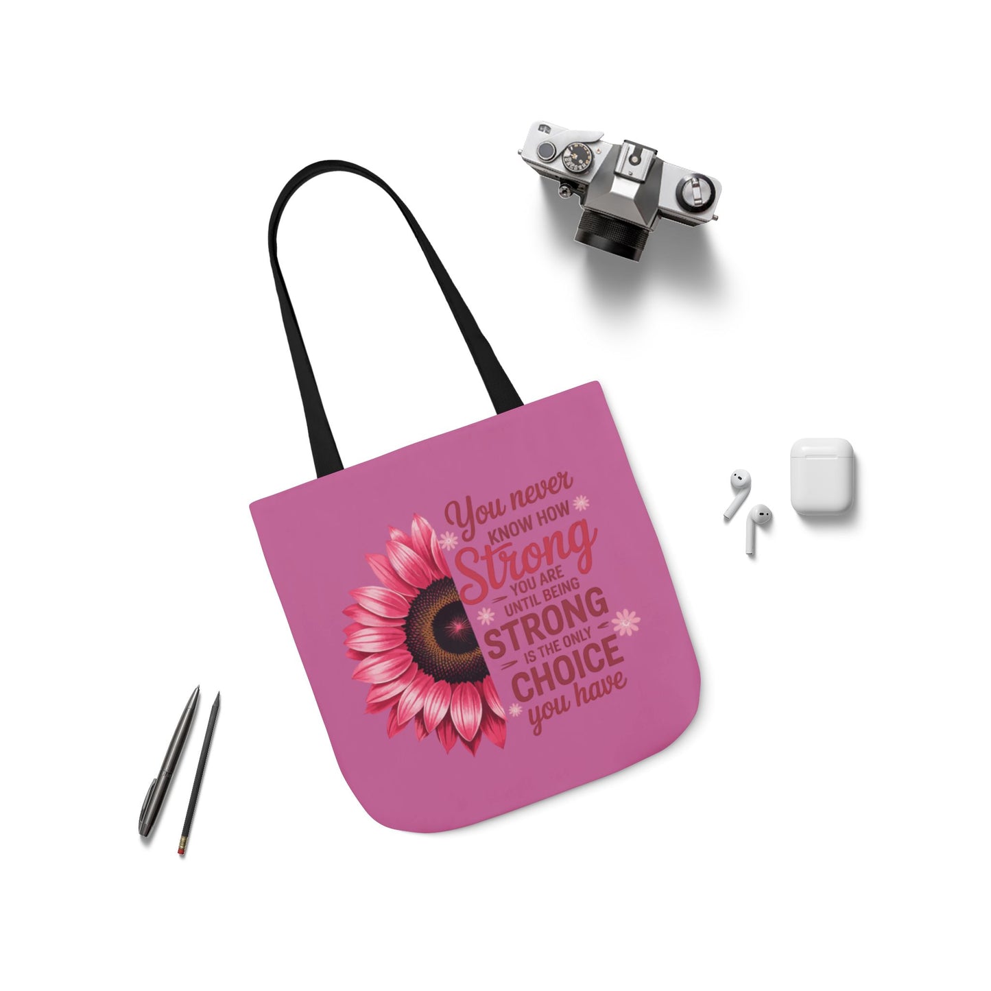 Cancer Survivor Hope Collection Inspirational Canvas Tote Bag with Floral Design