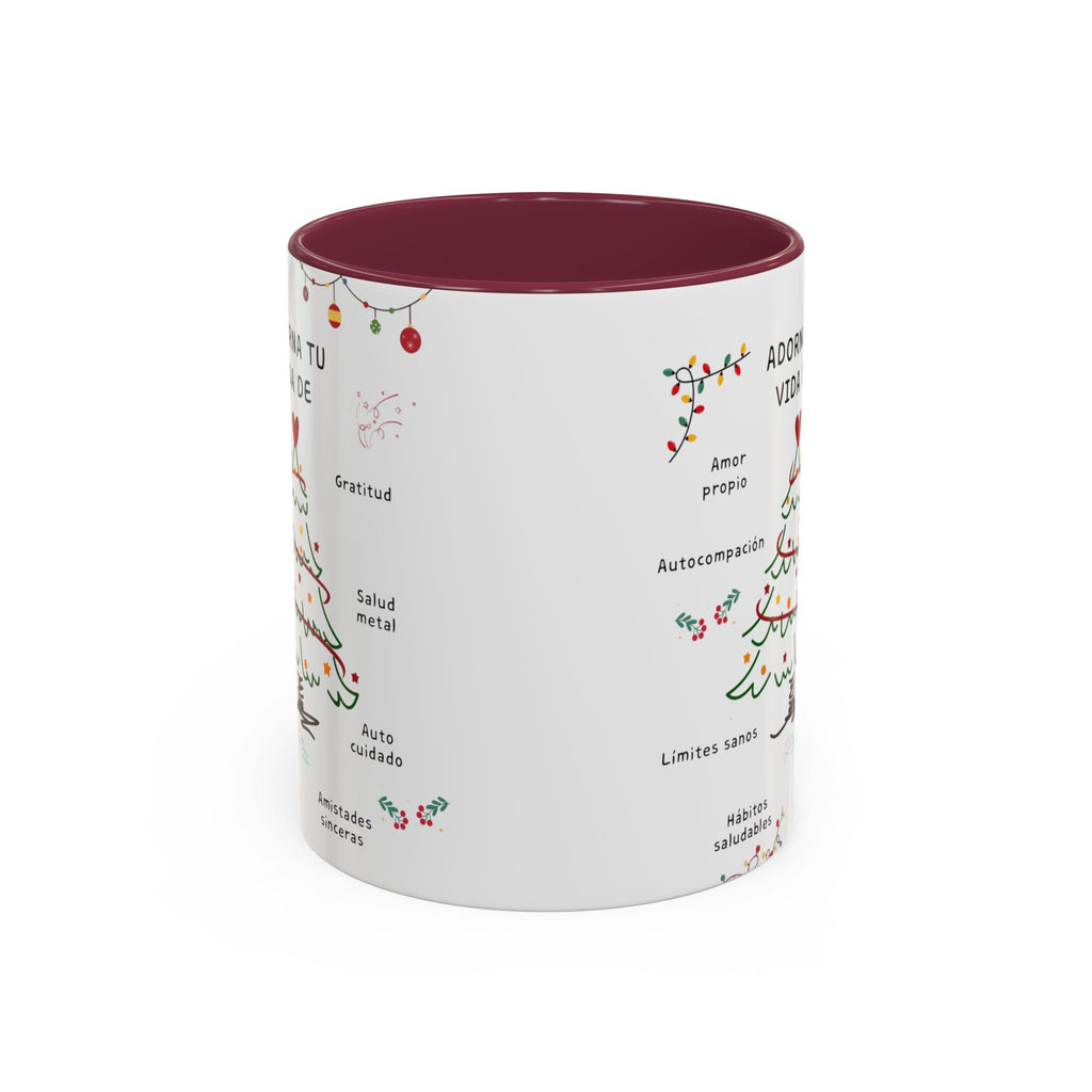 Mug — 'Adorna Tu Vida' Christmas Tree Spanish Holiday Coffee Mug (11oz/15oz)