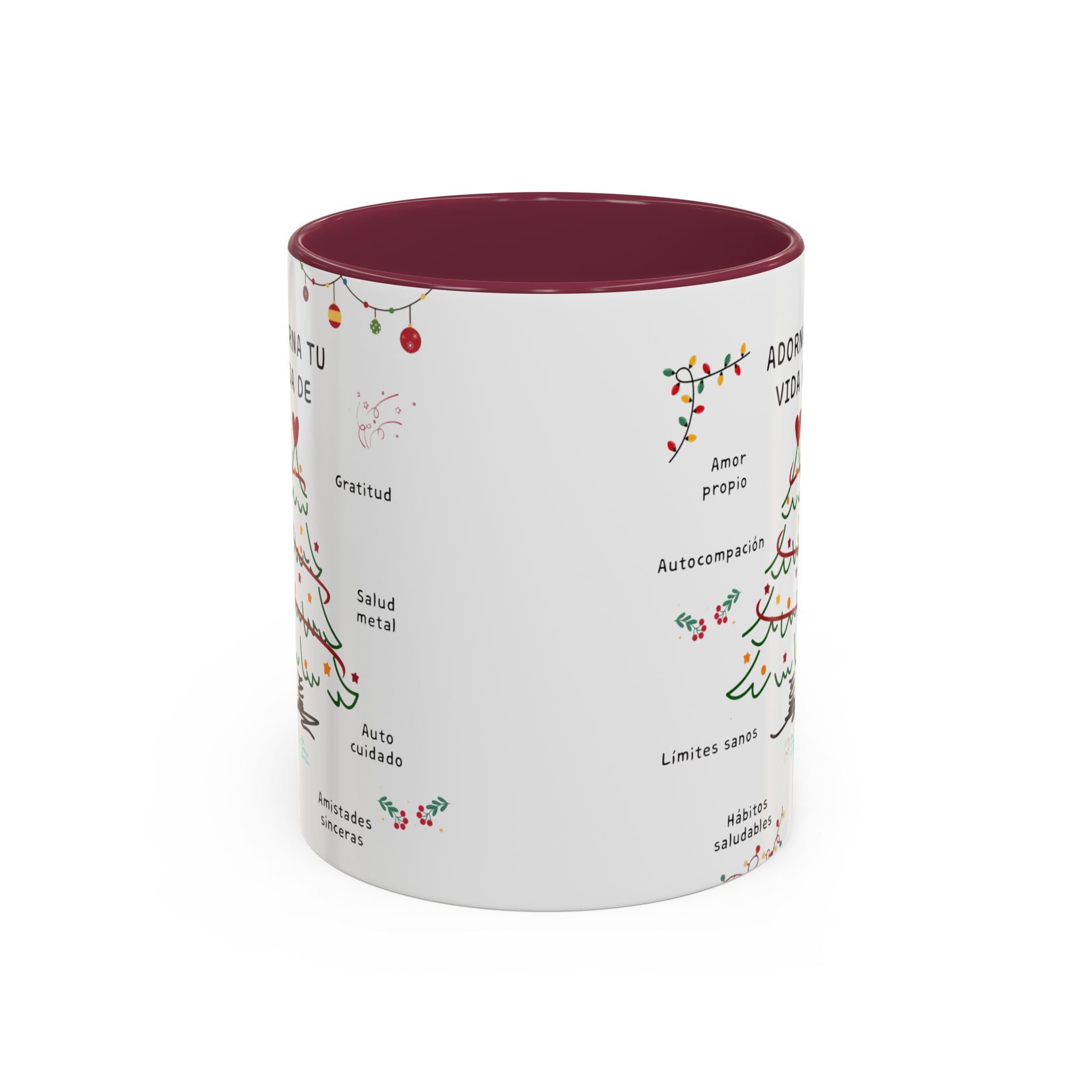 Mug — 'Adorna Tu Vida' Christmas Tree Spanish Holiday Coffee Mug (11oz/15oz)