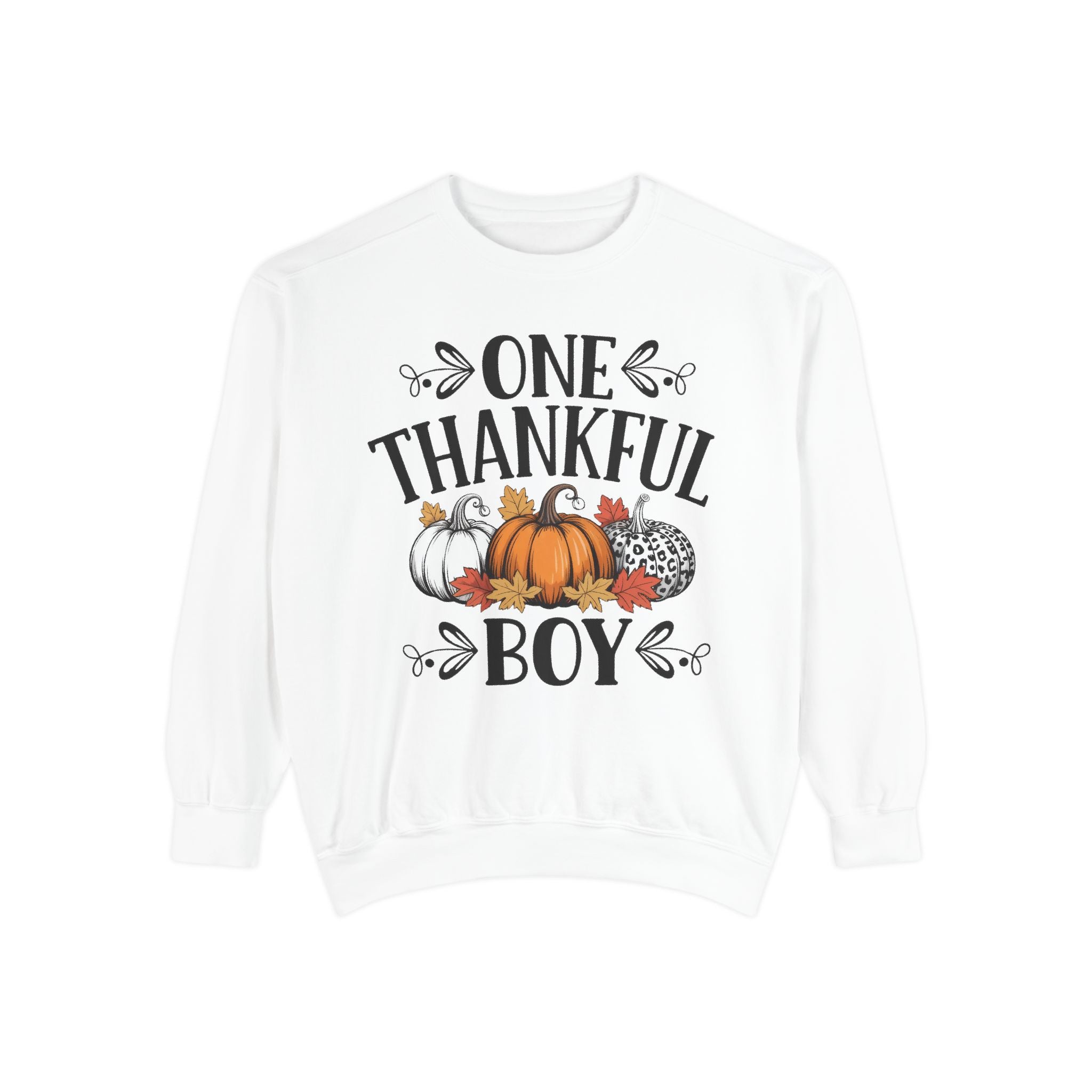 Thankful Boy Sweatshirt  Fall Pumpkin Thanksgiving Crewneck Fall T-Shirts and Sweatshirts Collection