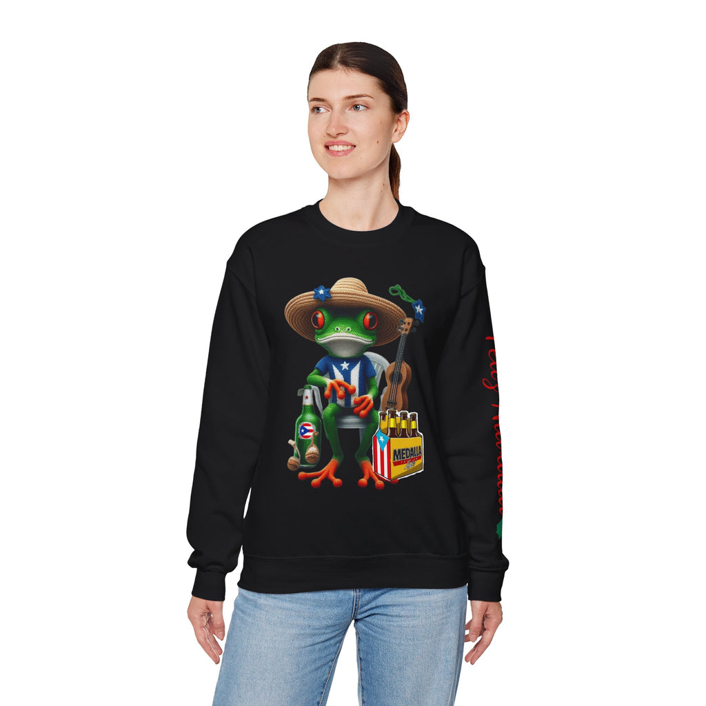 Frog Coqui Crewneck Sweatshirt – Coquito y Medalla Puerto Rican Vibes