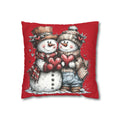 Christmas Snowman Couple Faux Suede Pillowcase CHRISTMAS PILLOW DÉCOR
