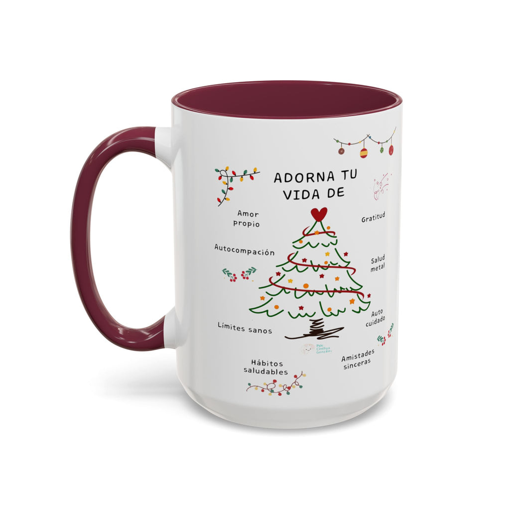 Mug — 'Adorna Tu Vida' Christmas Tree Spanish Holiday Coffee Mug (11oz/15oz)