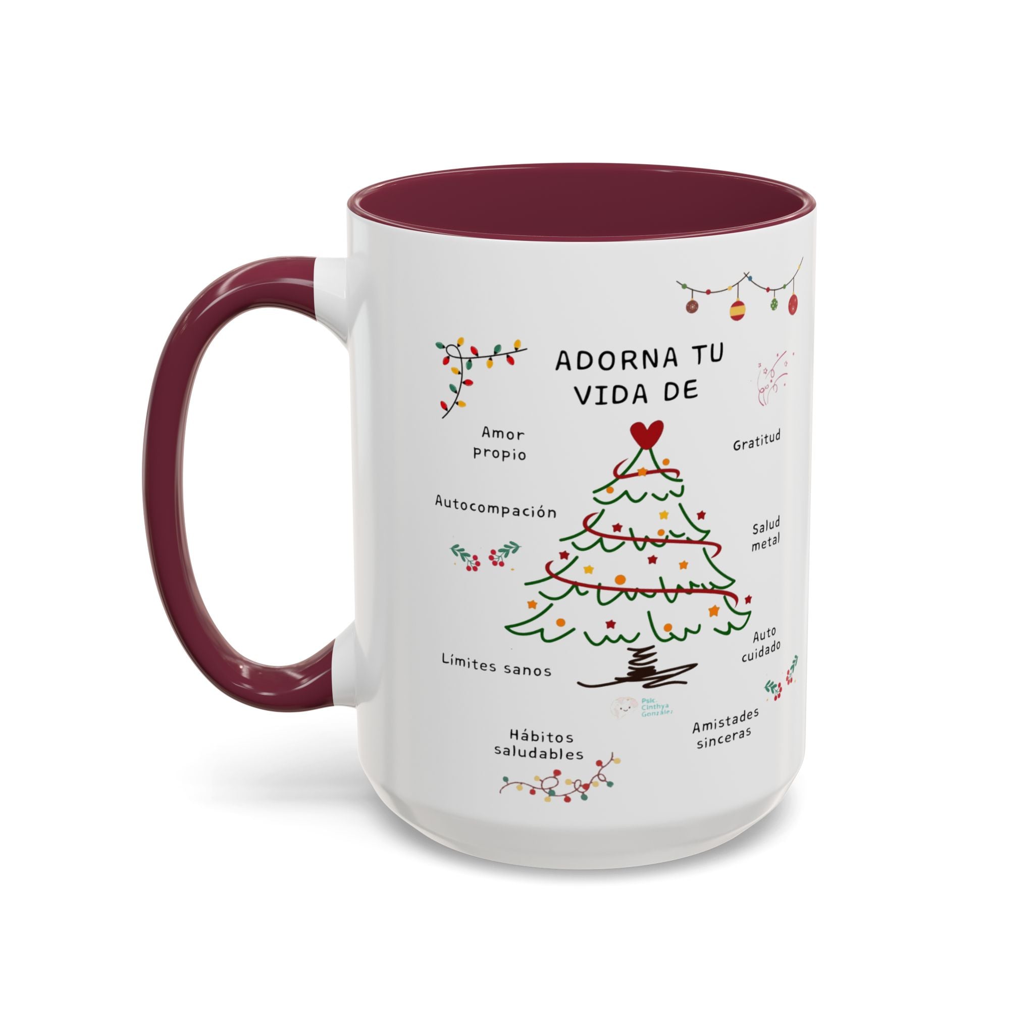 Mug — 'Adorna Tu Vida' Christmas Tree Spanish Holiday Coffee Mug (11oz/15oz)