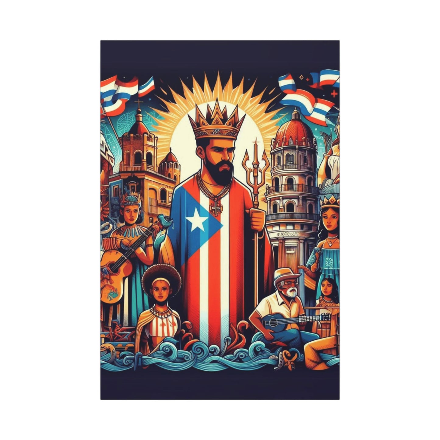 Vibrant Puerto Rican Art Canvas, Cultural Wall Decor, Celebration Decor, Unique Gift, Home Accent, Multi-Size