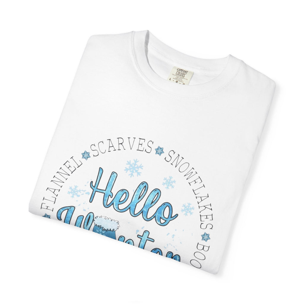 Hello Winter T‑Shirt  Cozy Snowflake Holiday Tee Christmas T-Shirts and Sweatshirts Collection