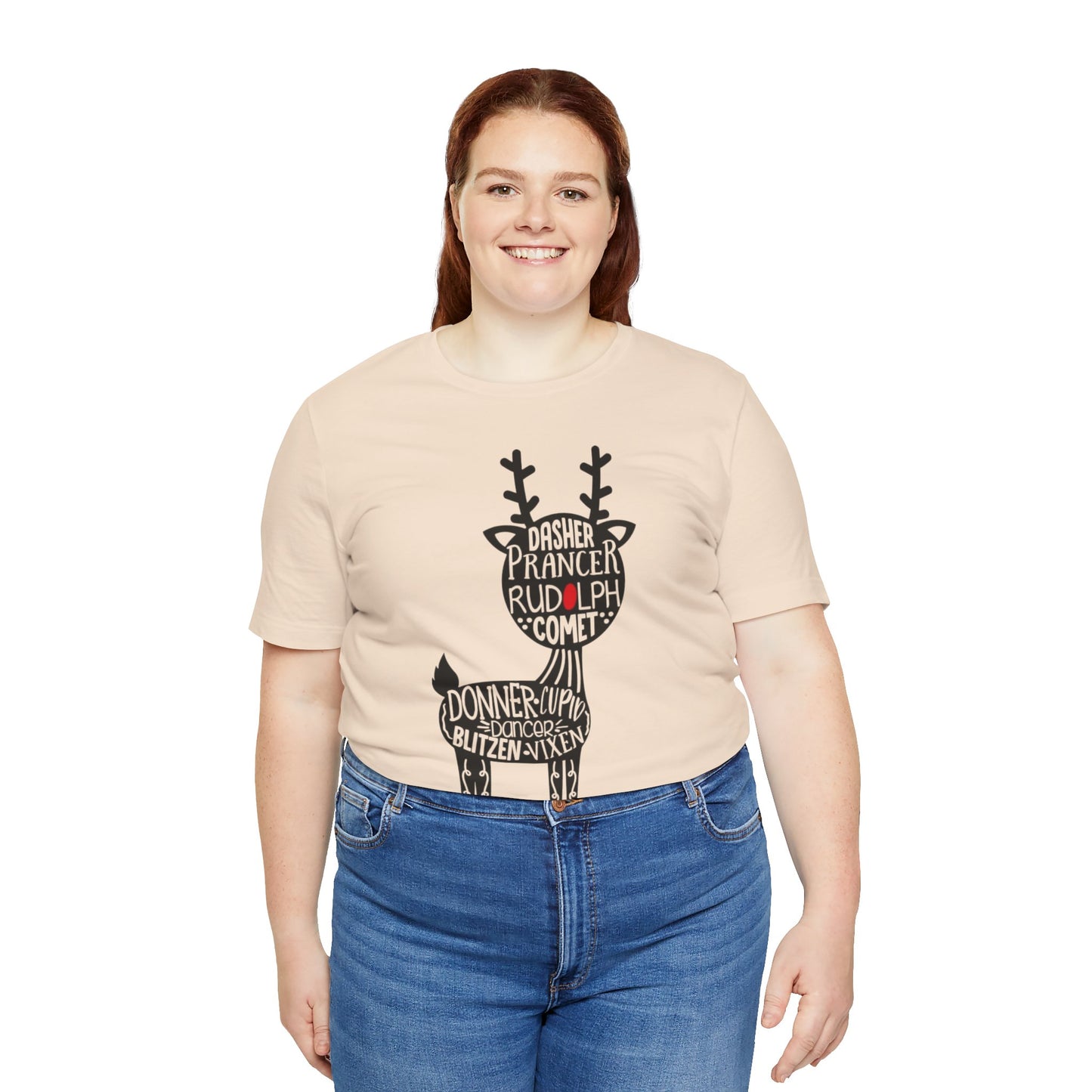 Christmas Reindeer Graphic Tee - Unisex Jersey Short Sleeve Shirt