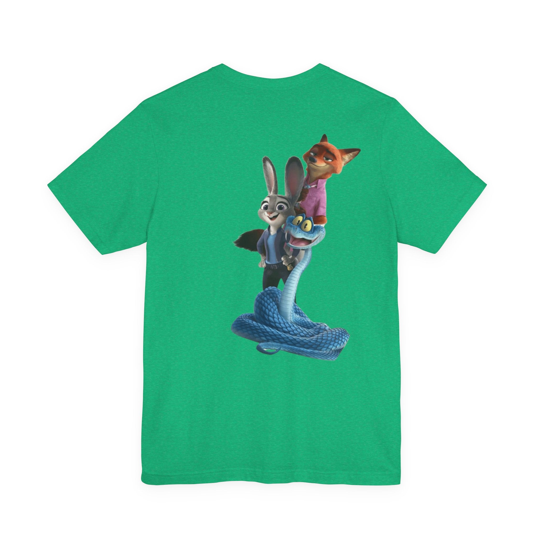 Animated Character Tee — Cute Fox & Bunny Stack Graphic T-Shirt  cartoon-style Christmas artwork