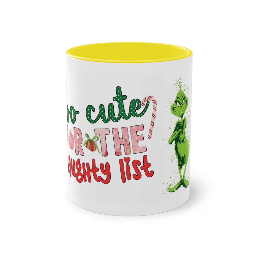 Cute Grinch Two-Tone Coffee Mug - Perfect for Holiday Cheer! Christmas Mugs Collection