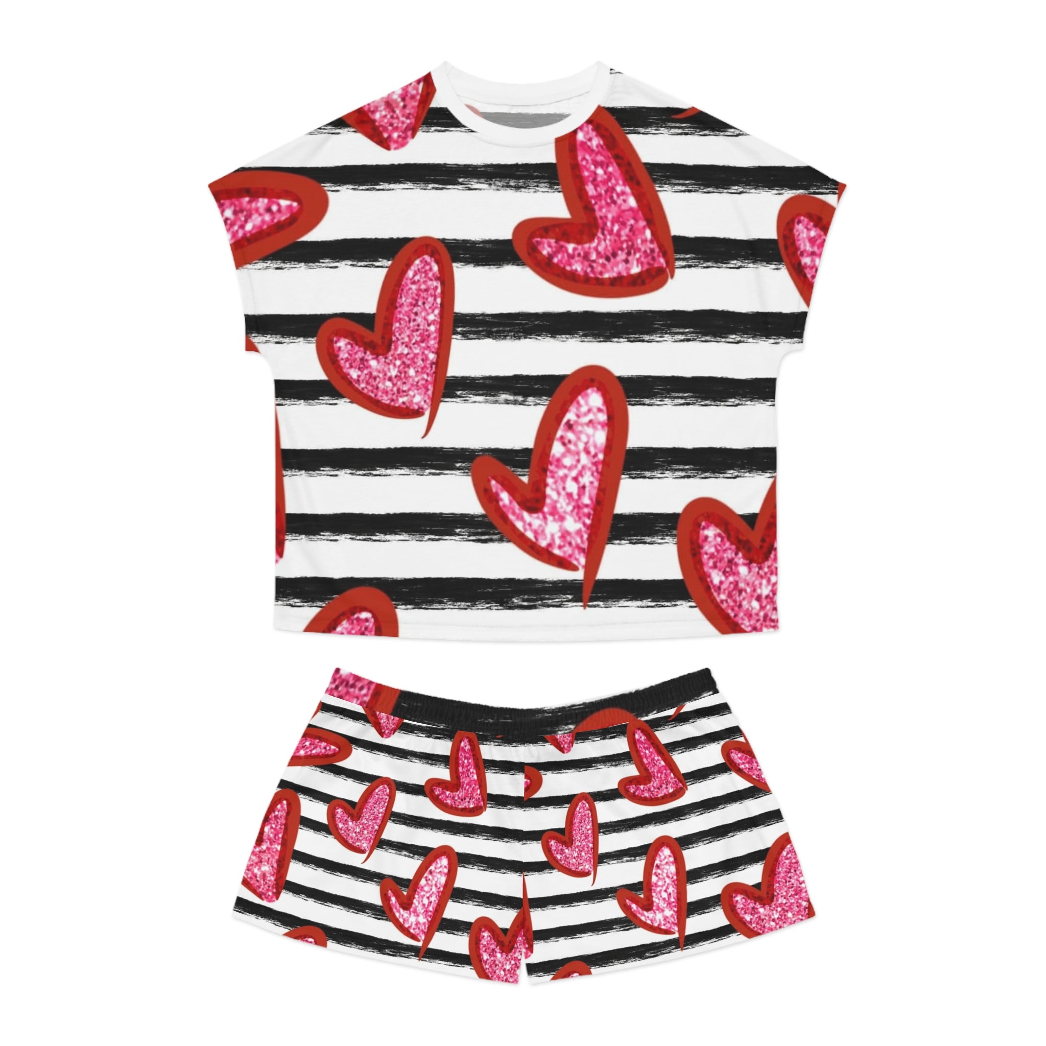 Winter Wonderland Pajamas | Cozy Holiday Family Set | Matching Christmas Sleepwear Heart-Print Women's Pajama Set for Cozy Nights