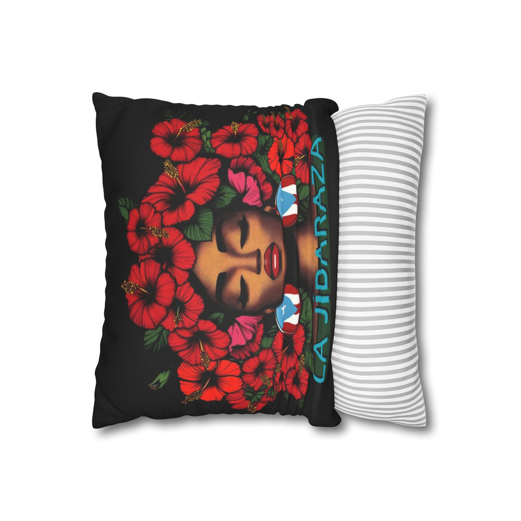 La Jíbara Pillowcase – Puerto Rican Floral Hair Art Square Pillow  Puerto Rico Culture Pillow