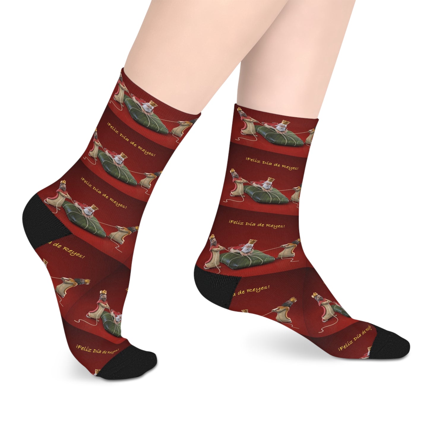 Navidades en Puerto Rico con Pasteles Christmas Dachshund Socks  Red Holiday Mid‑Calf Dog Pattern