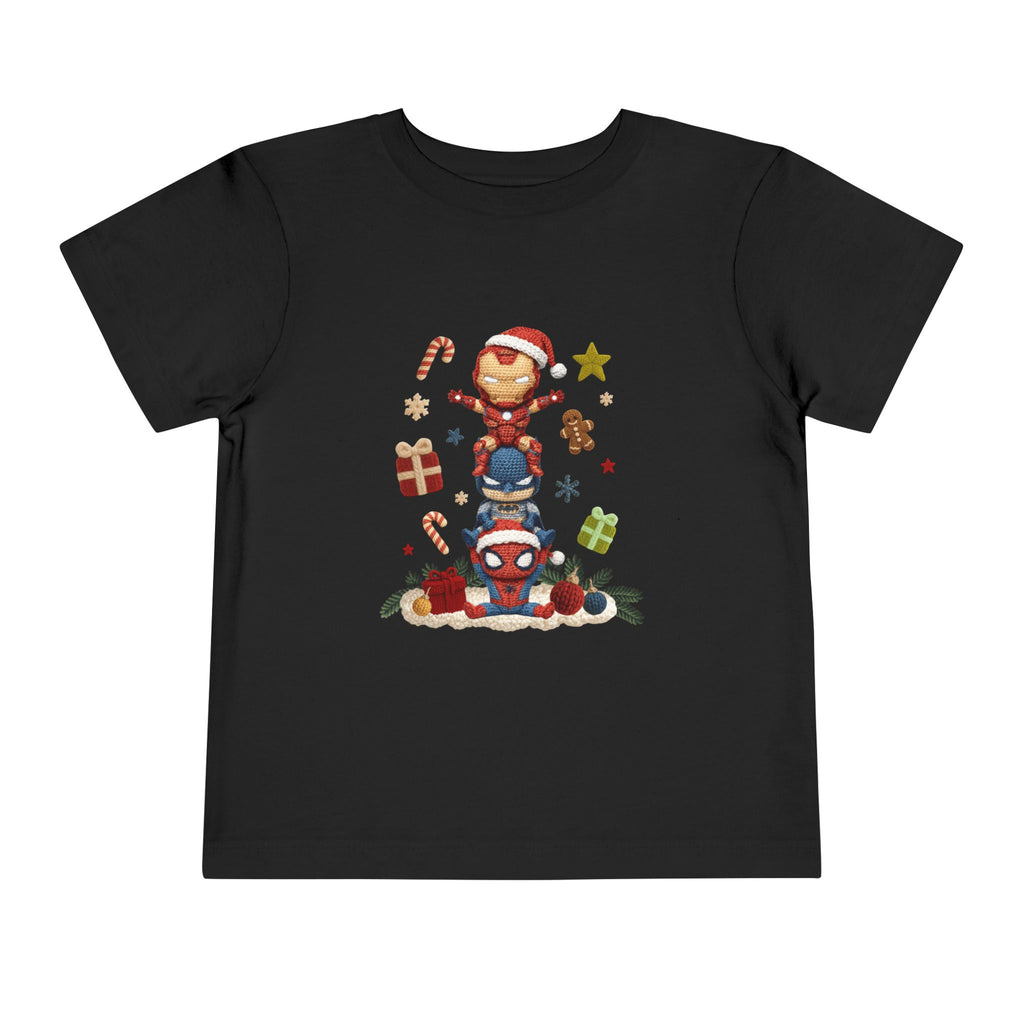 Toddler Tee  Cute Stacked Superhero Christmas Pile christmas kids collection