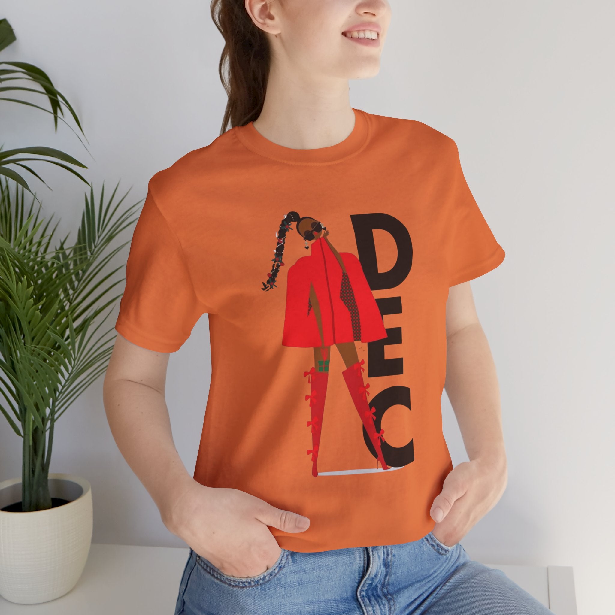 December Fashion Tee  Red Coat Model Graphic Shirt