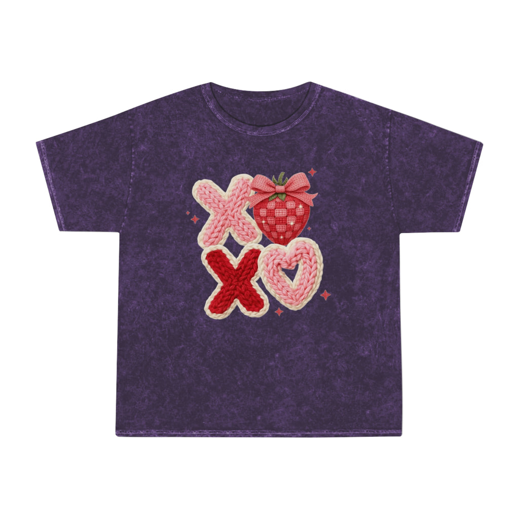 Valentine Strawberry XOXO Mineral Wash T-Shirt