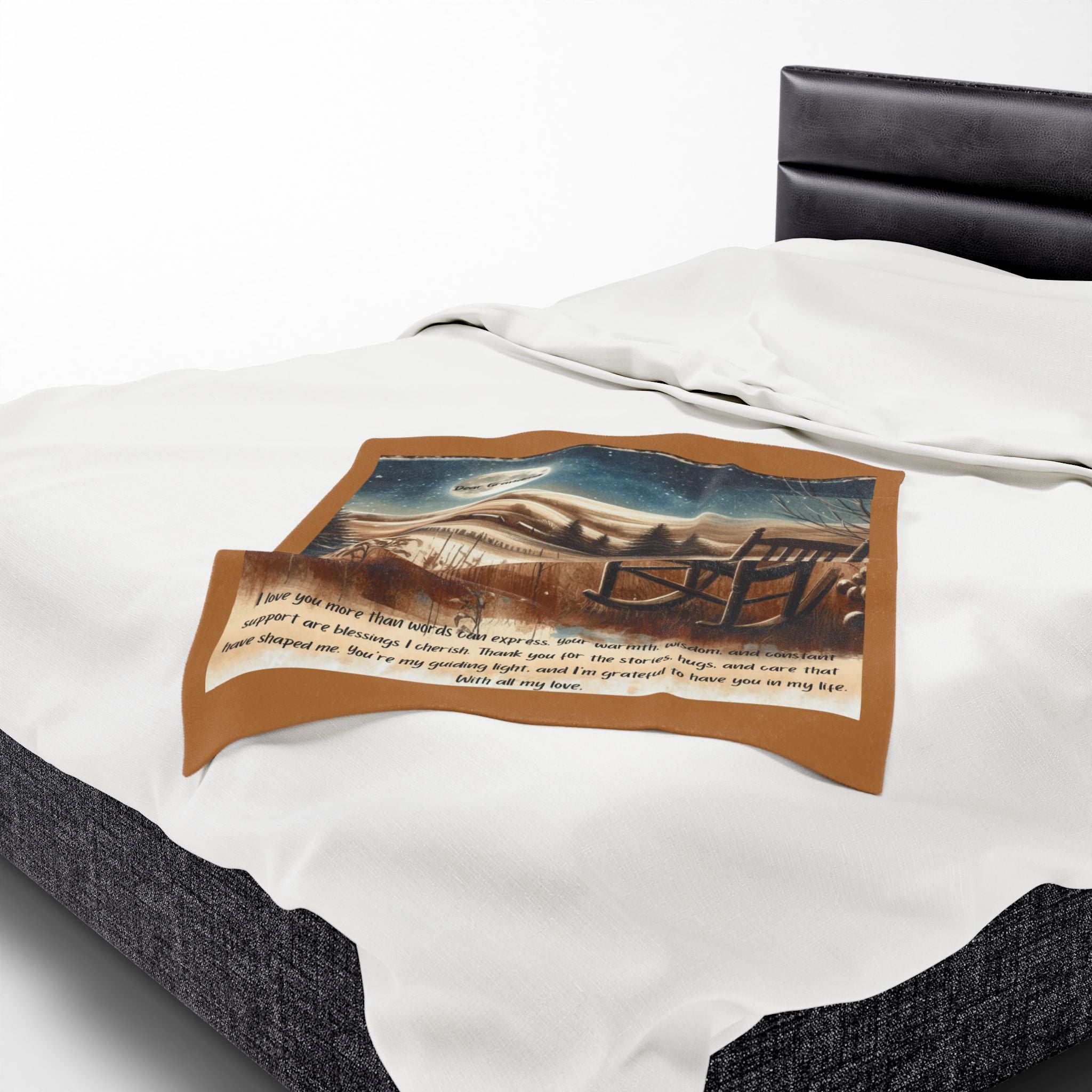 'Dear Grandma' Rocking Chair Winter Landscape Keepsake Blanket Blanket Gift for Grandma