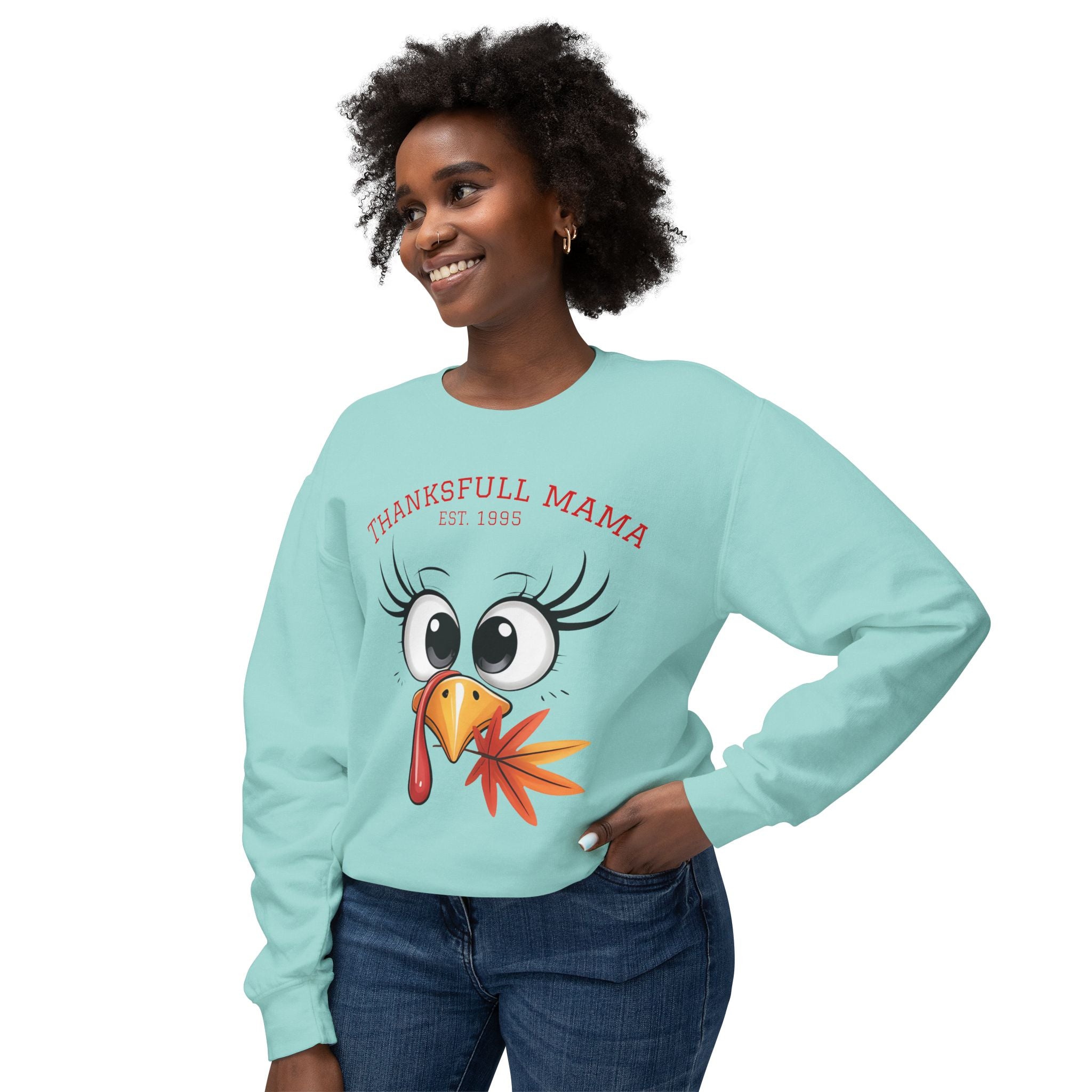 Thanksgiving Mama Sweatshirt  Cute Turkey Face "Thanksgfull Mama" Fall Pullover Fall T-Shirts and Sweatshirts Collection