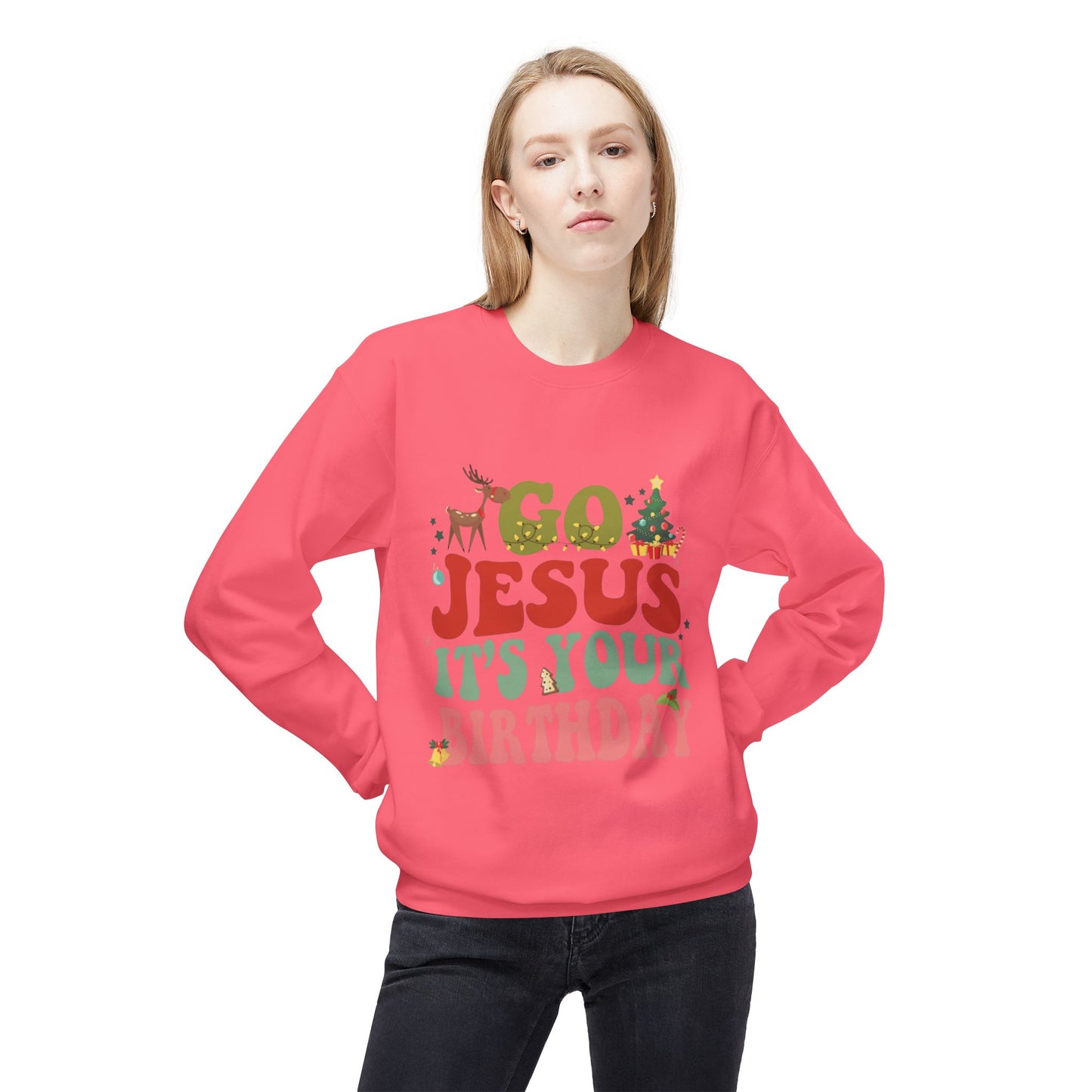 Festive Holiday Designs Go Jesus It’s Your Birthday Christmas Sweatshirt