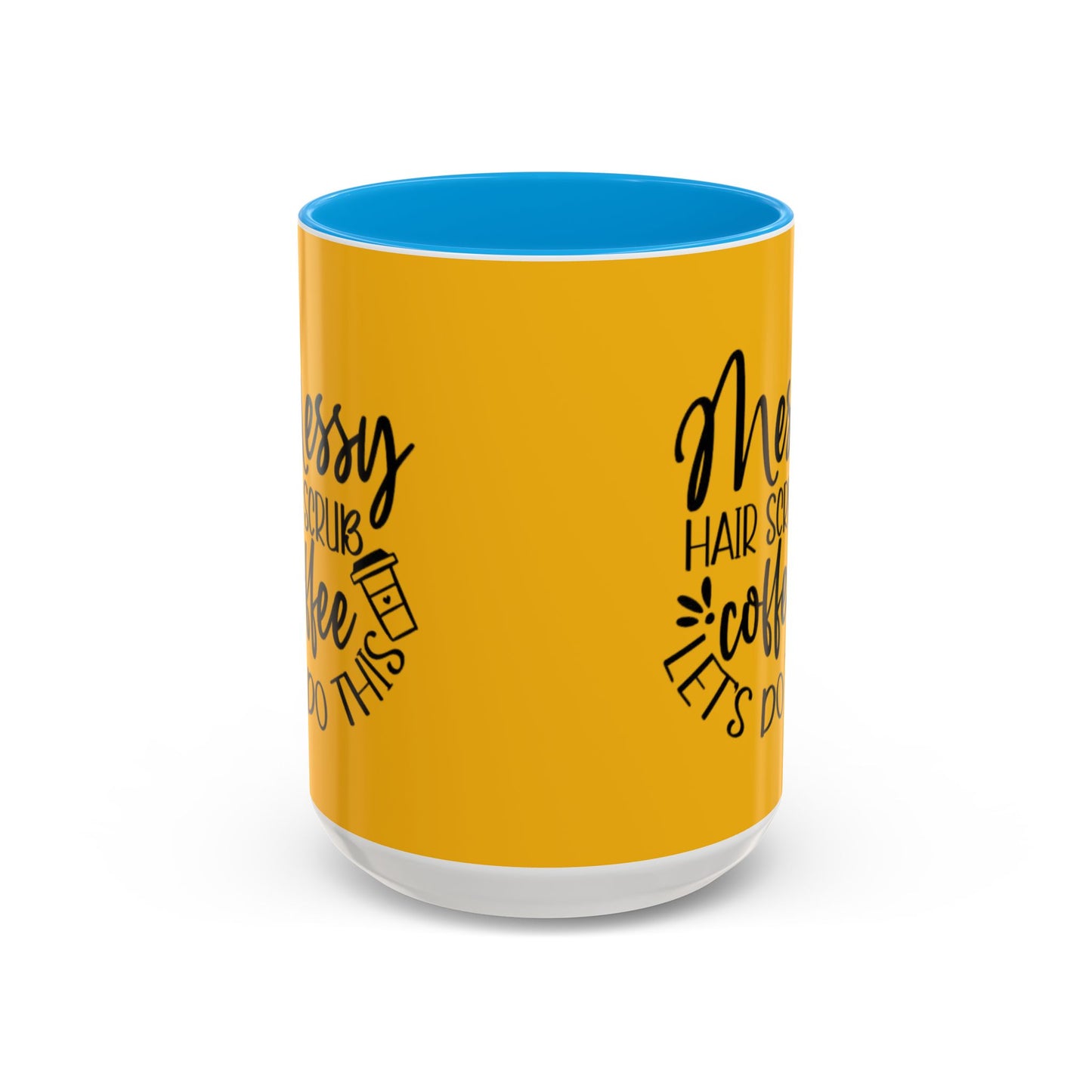 Holiday Coffee Cups with Festive Quotes & Designs Messy Hair Coffee Mug - Fun Yellow Ceramic Cup for Coffee Lovers