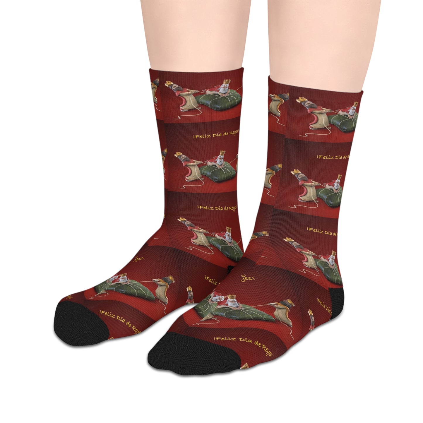 Navidades en Puerto Rico con Pasteles Christmas Dachshund Socks  Red Holiday Mid‑Calf Dog Pattern