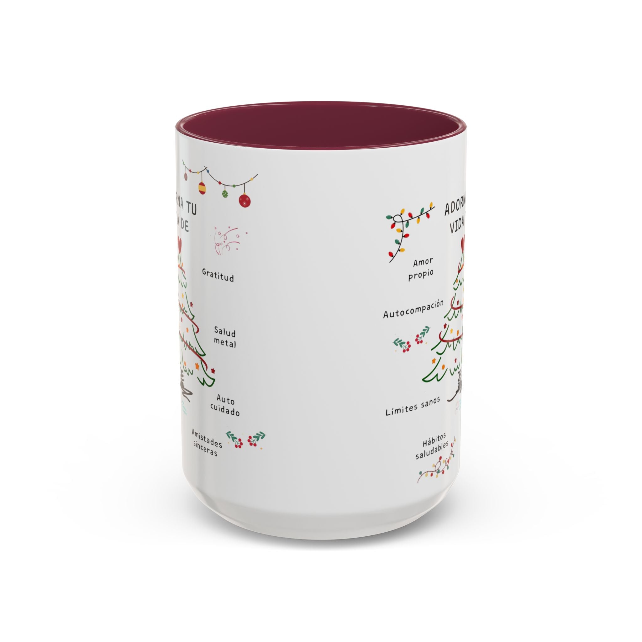 Mug — 'Adorna Tu Vida' Christmas Tree Spanish Holiday Coffee Mug (11oz/15oz)