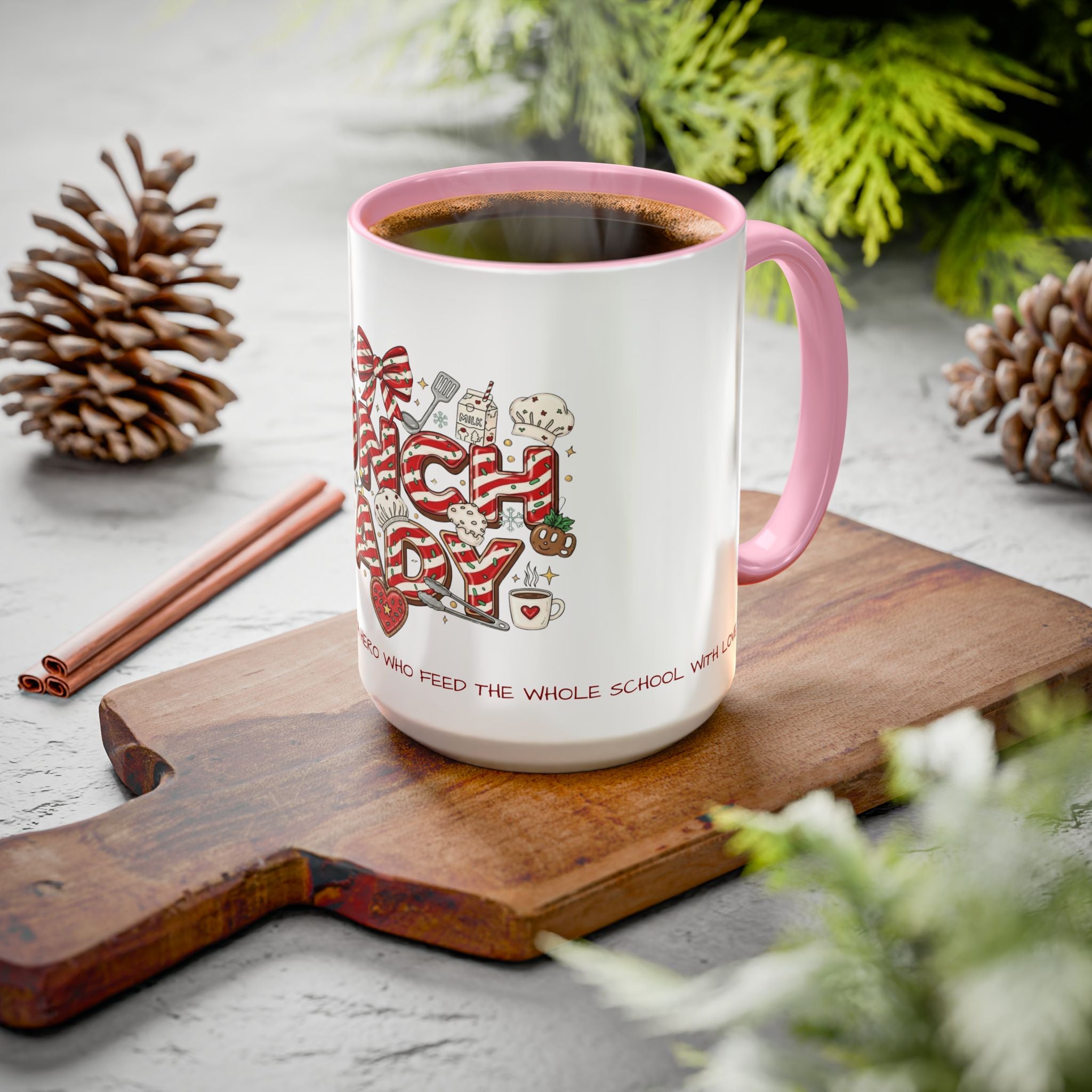 Lunch Lady Mug "Cafeteria Hero Who Feeds the Whole School With Love" | 11oz/15oz Gift  School Staff Christmas Mug Collection