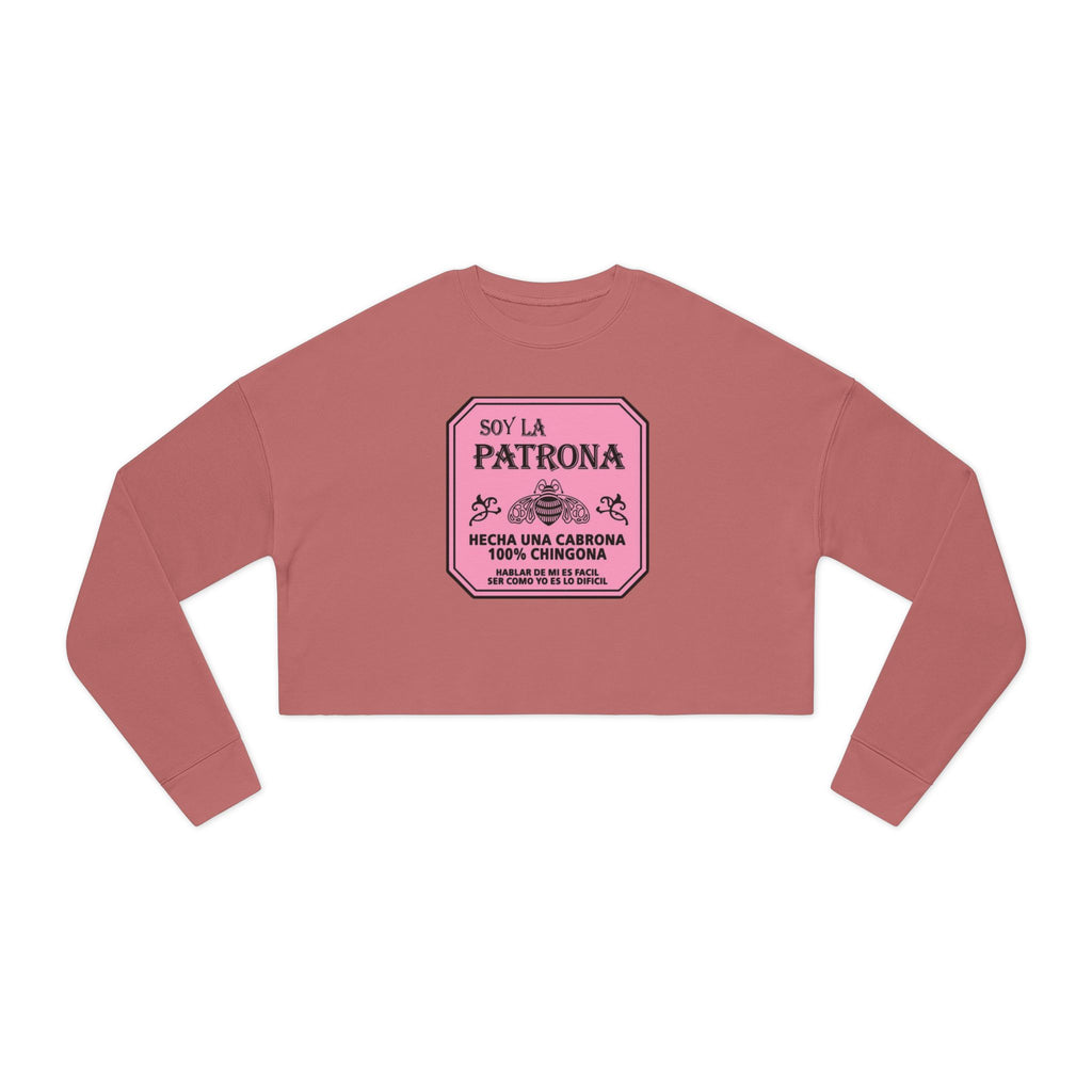 Cropped Sweatshirt “Soy La Patrona” Pink Graphic Amor Familiar Minimalista