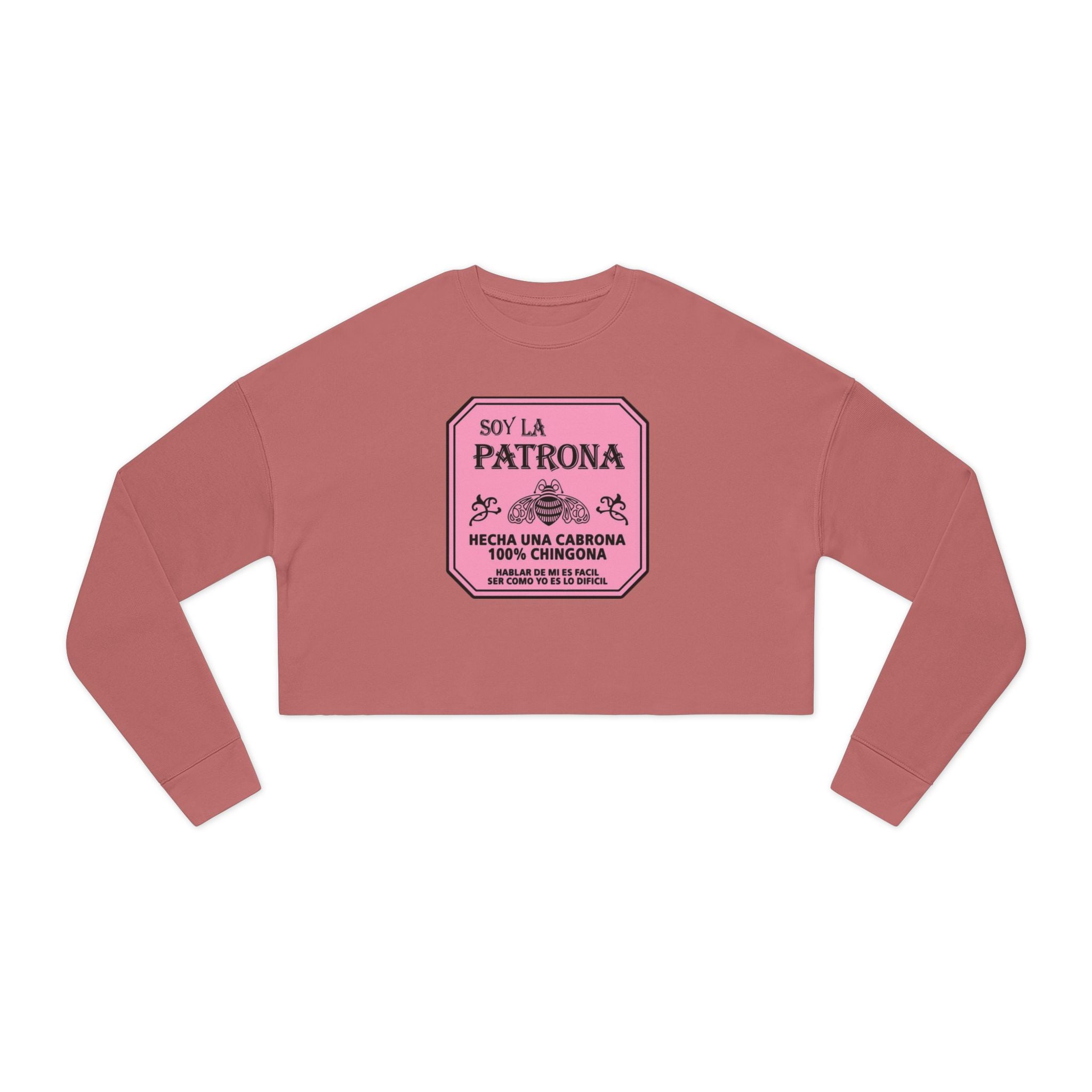 Cropped Sweatshirt “Soy La Patrona” Pink Graphic Amor Familiar Minimalista