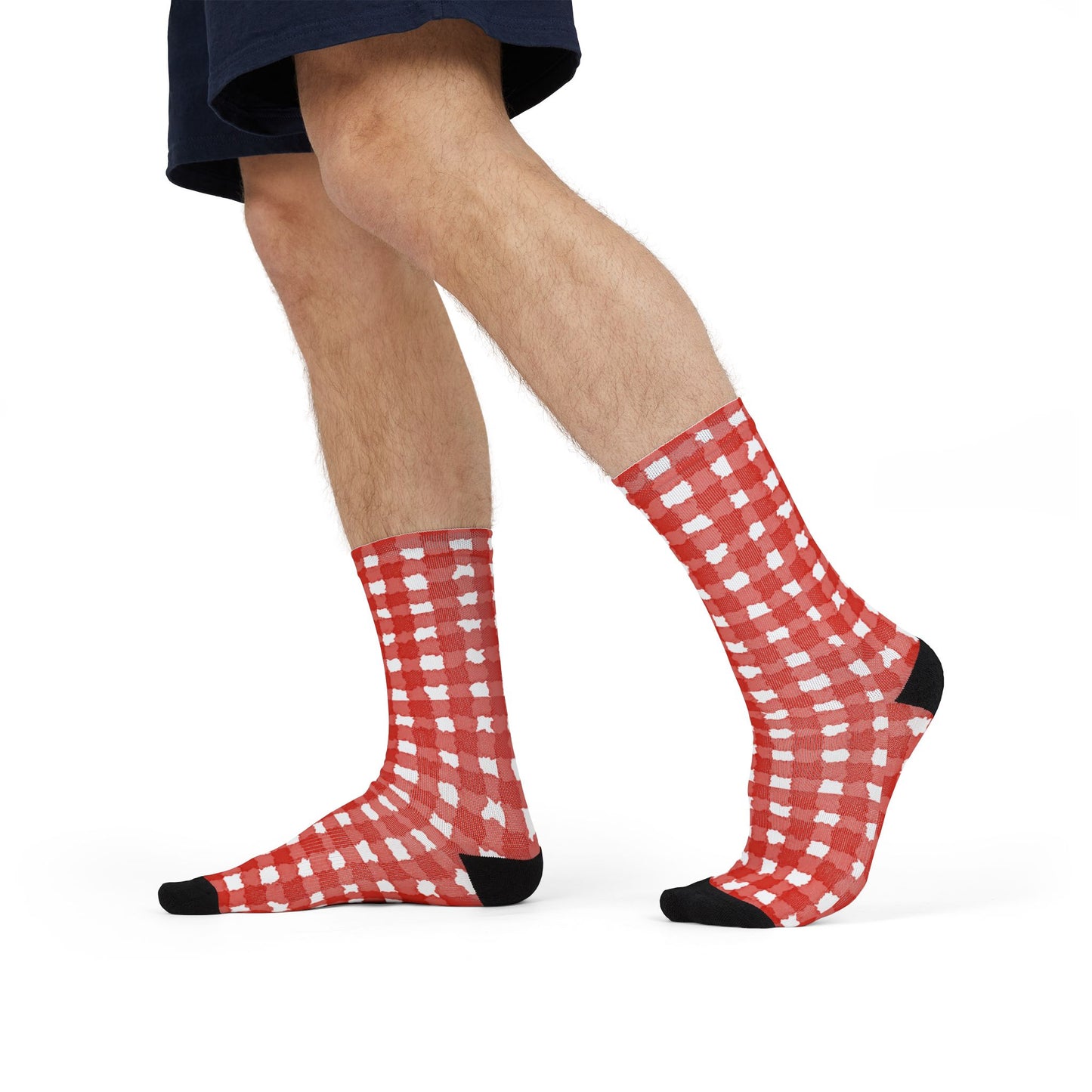 Red Gingham Crew Socks  Buffalo Plaid Sublimation Socks