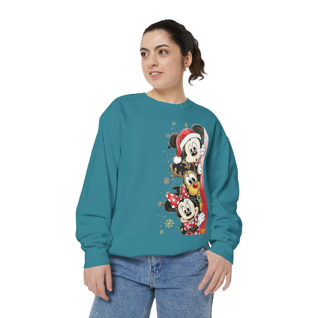 Christmas Disney Characters Sweatshirt  Mickey, Minnie & Pluto Holiday Crew Cartoon Christmas T-shirts and Sweaters