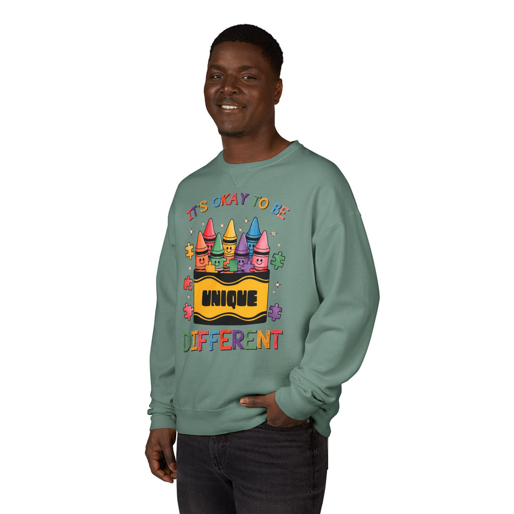Autism Awareness & Pride Collection Unique & Different Crewneck Sweatshirt - Unisex ComfortWash®