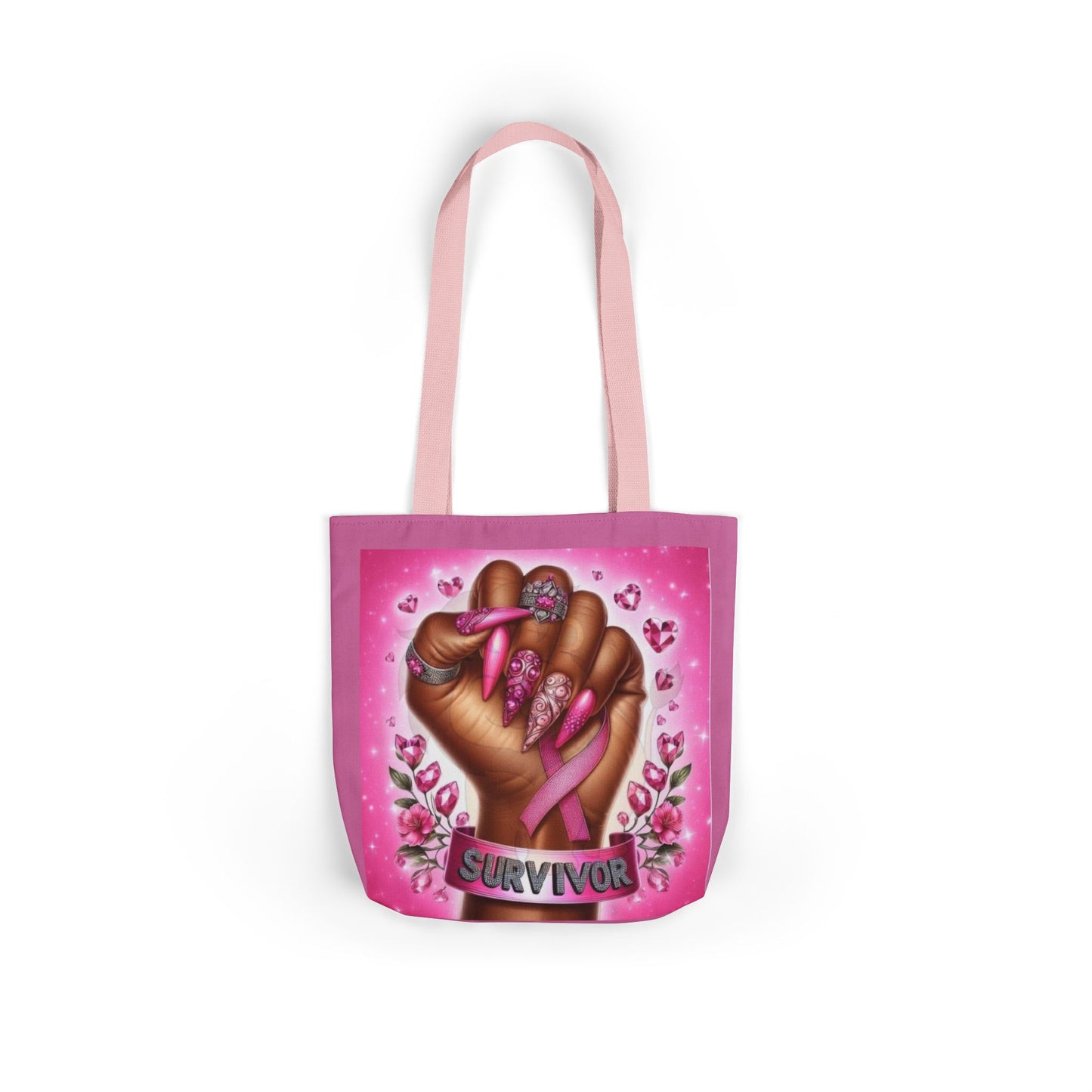Breast Cancer Survivor Tote Bag  Pink Ribbon Empowerment Canvas Tote