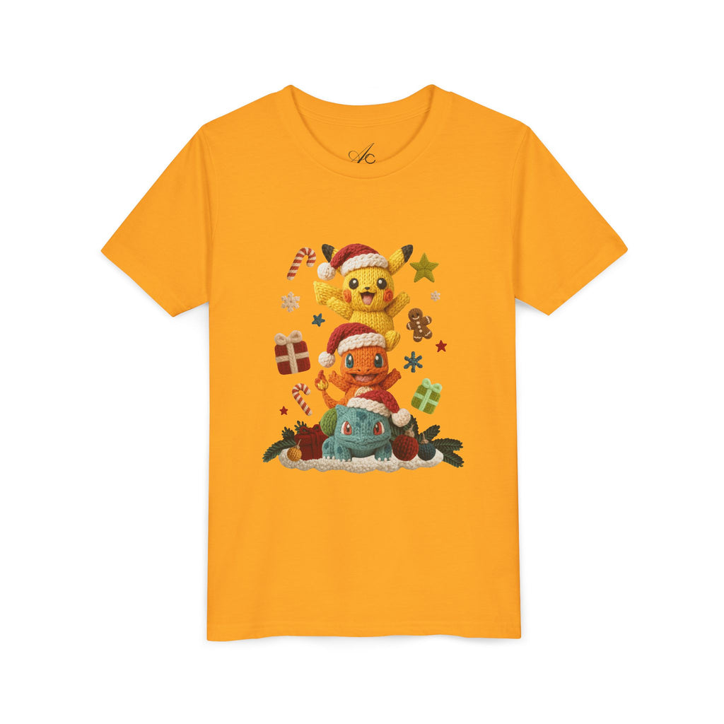 Kids Holiday Tee  Cute Stacked cartoon Characters Christmas Design