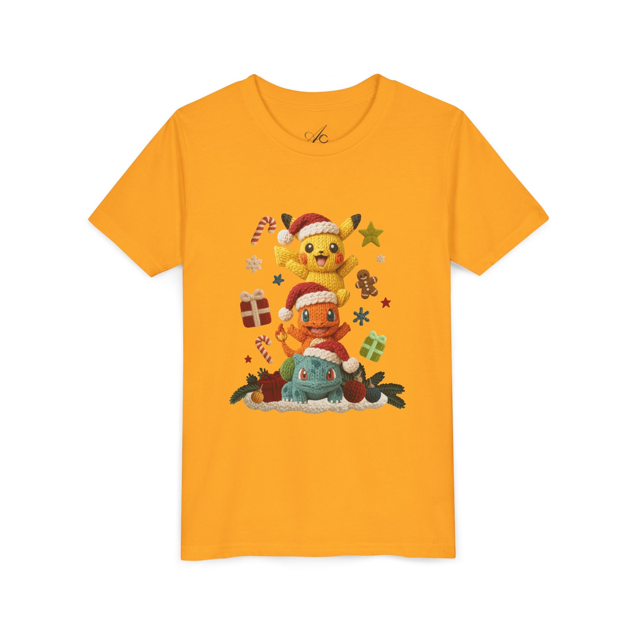 Kids Holiday Tee  Cute Stacked cartoon Characters Christmas Design