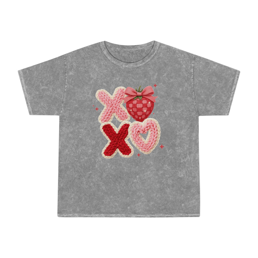 Valentine Strawberry XOXO Mineral Wash T-Shirt