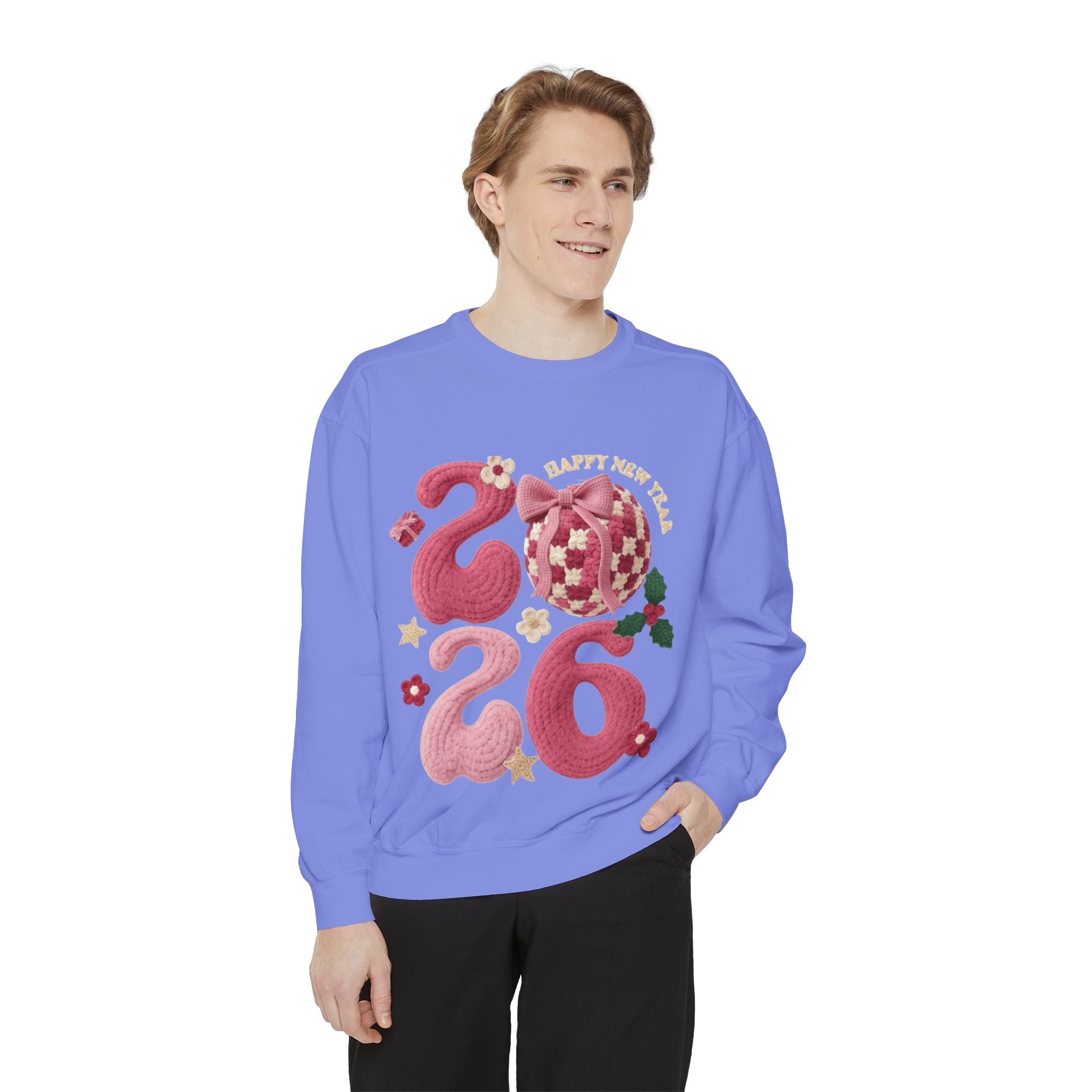 Happy New Year 2026 Sweater  Pink Festive Graphic Sweatshirt