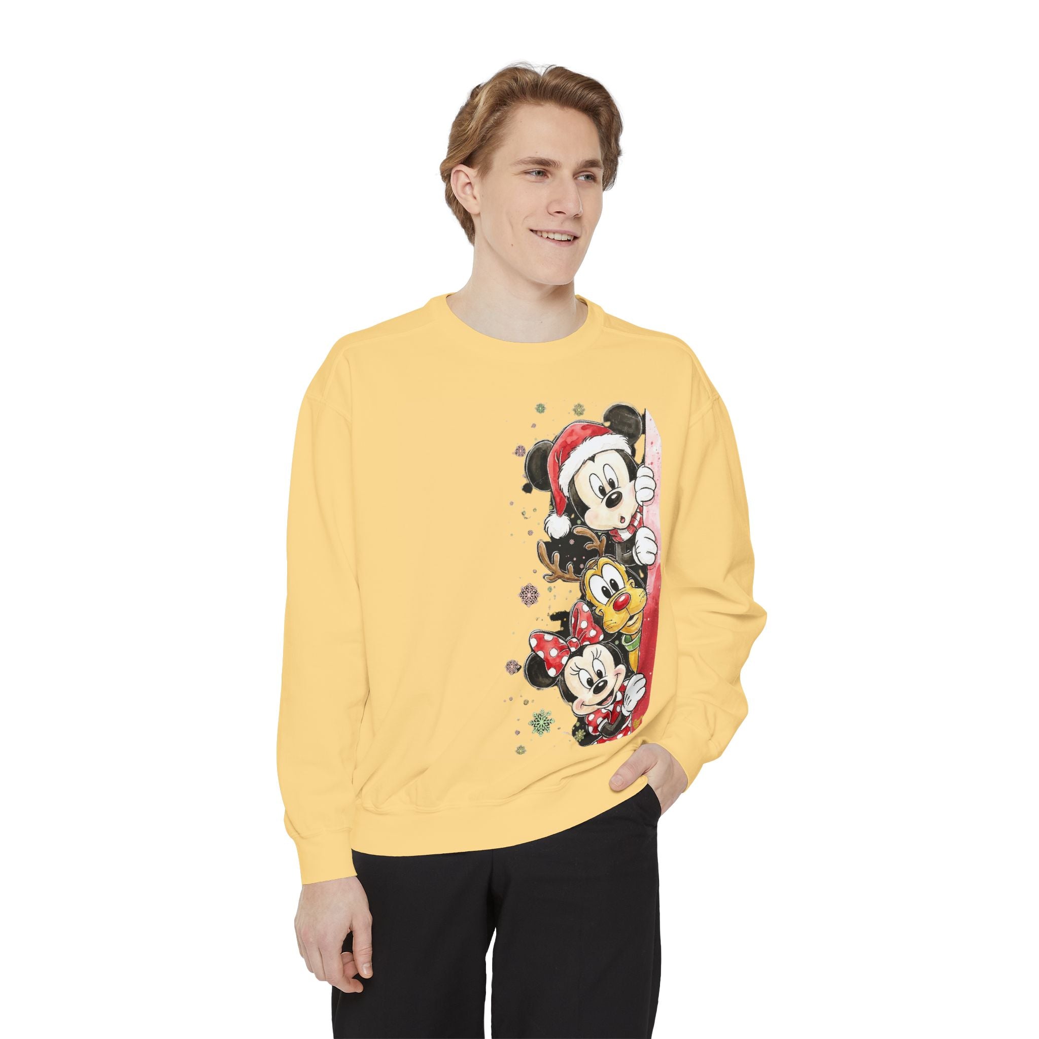 Christmas Disney Characters Sweatshirt  Mickey, Minnie & Pluto Holiday Crew Cartoon Christmas T-shirts and Sweaters