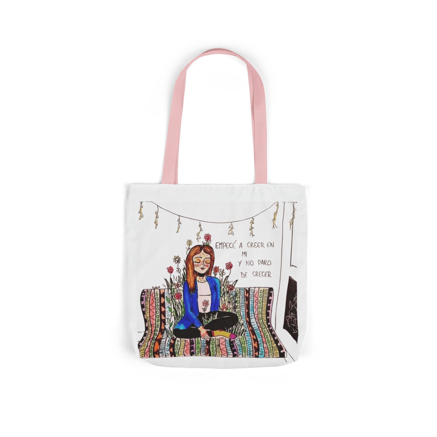 Lleva inspiración contigo a donde vayas Bohemian Style Canvas Tote Bag, Inspirational Art, Ideal for Gifts, Eco-Friendly Shopping, Beach Days, Travel Adventures