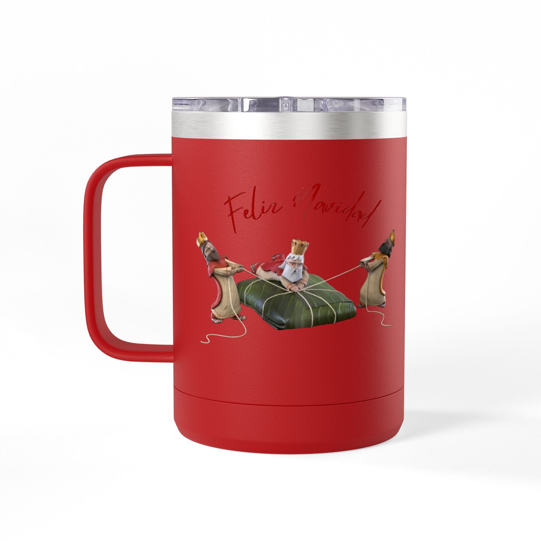3 KINGS Holiday Travel Tumbler — 'Feliz Navidad' Dachshund Santa Design Coffee Cup for Fun Celebrations