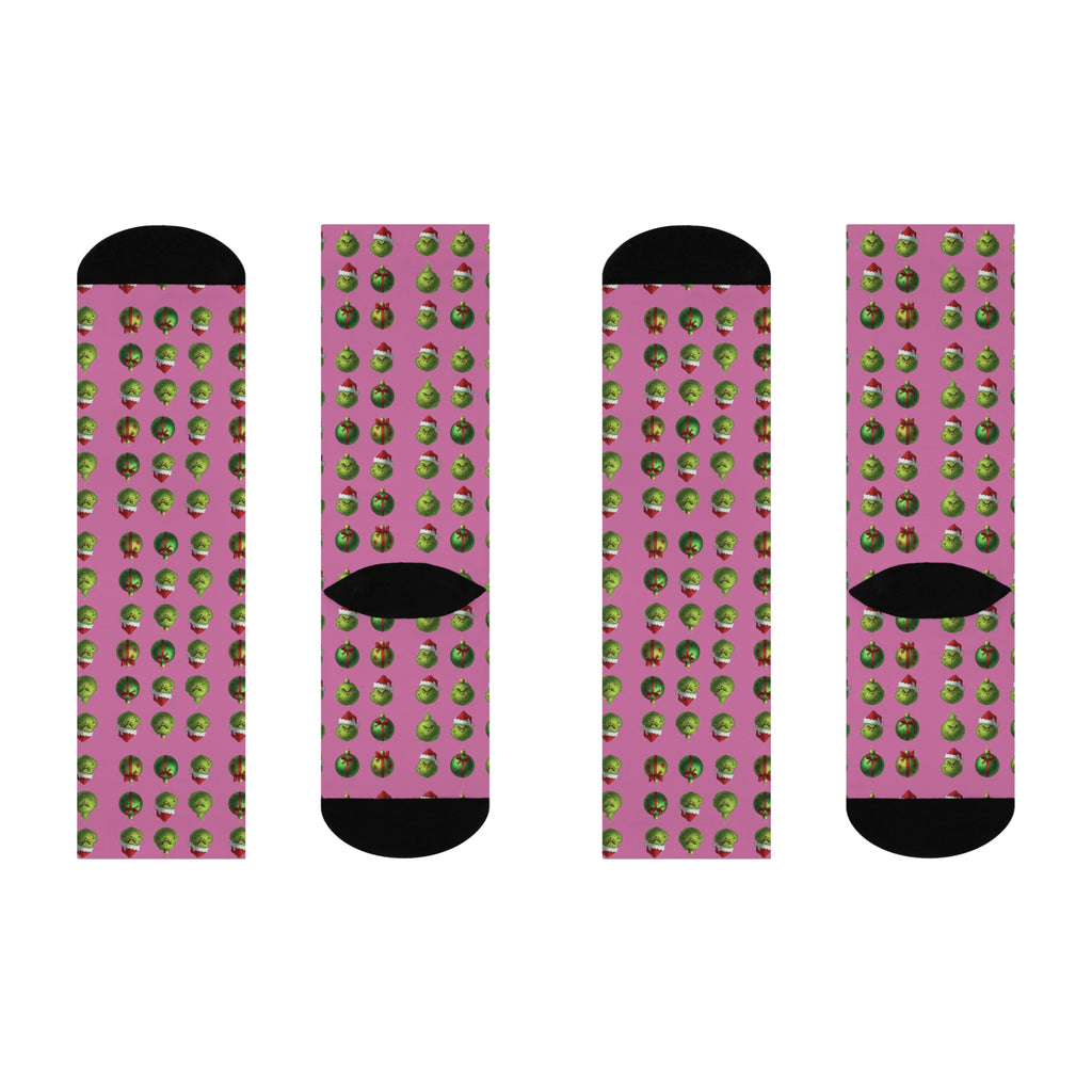 New Christmas Sock Collection Pink Apple Pattern Crew Socks  Cute Fruit Novelty Cushioned Socks
