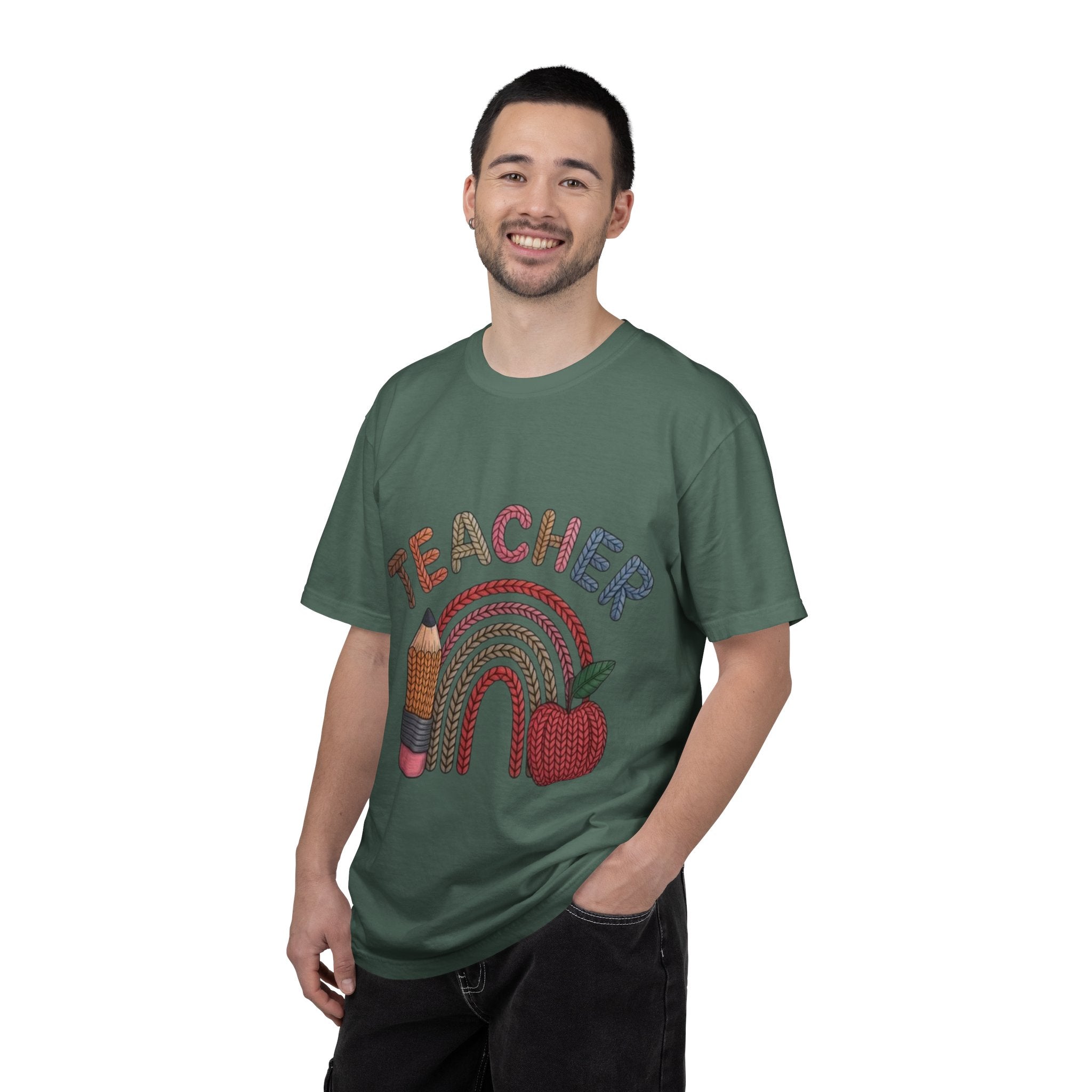 Teacher Rainbow Pencil & Apple T-Shirt — Back-to-School Gift for Educators