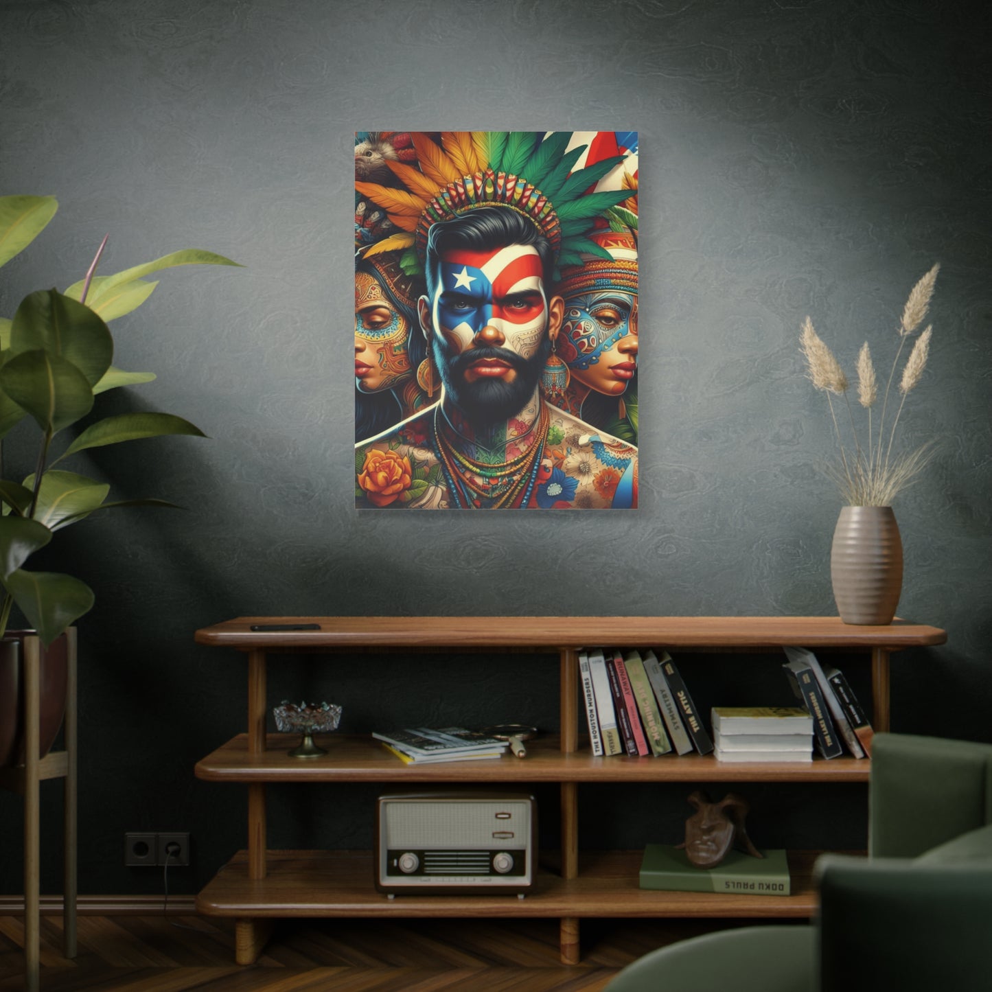La Isla del Encanto Taíno Symbol Design Vibrant Cultural Art Canvas Print, Wall Decor, Home Decoration, Unique Artwork, Bohemian Style, Gift for Art Lovers